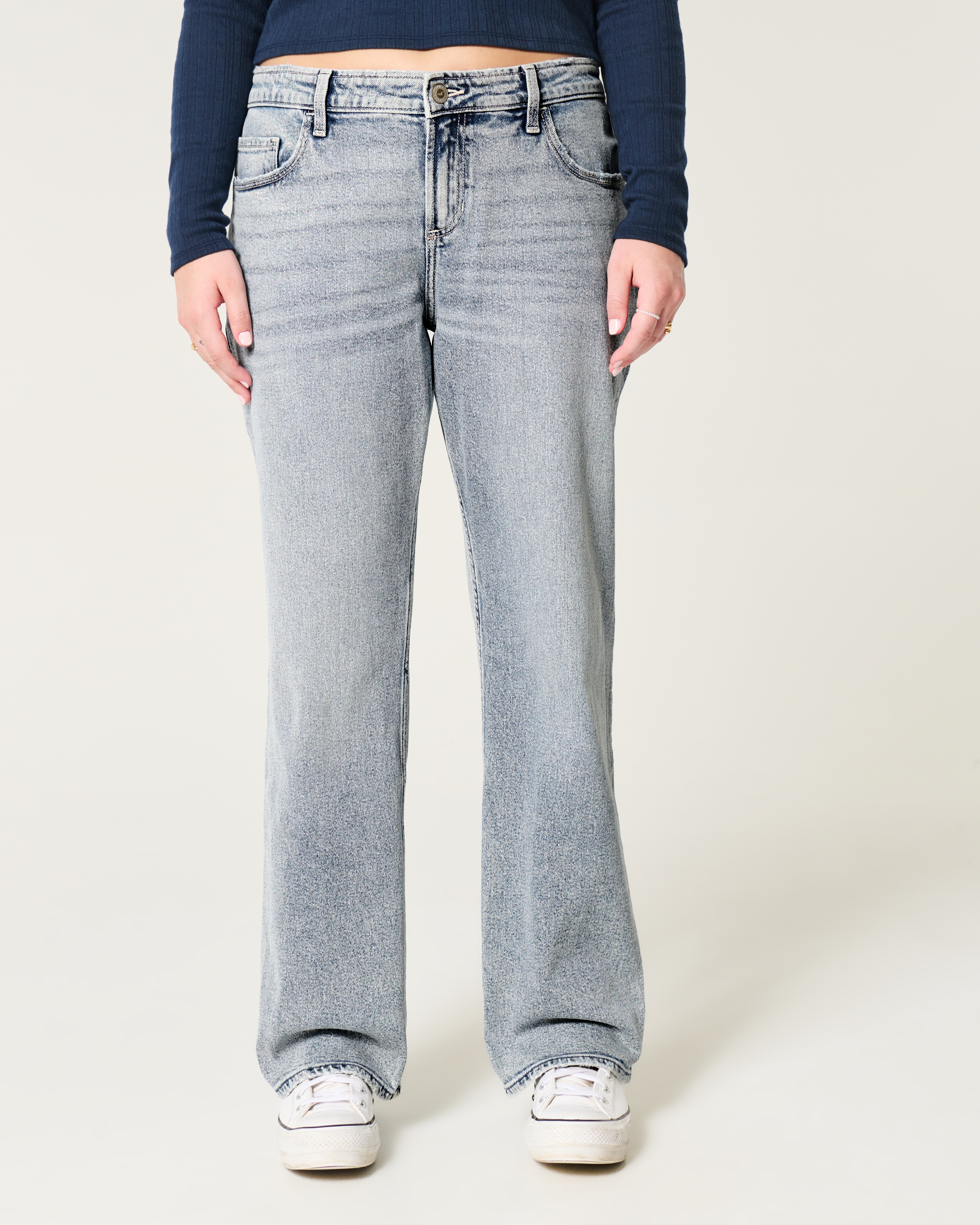 Женские джинсы Hollister Low-Rise Medium Wash Relaxed Straight Jeans — фото 3