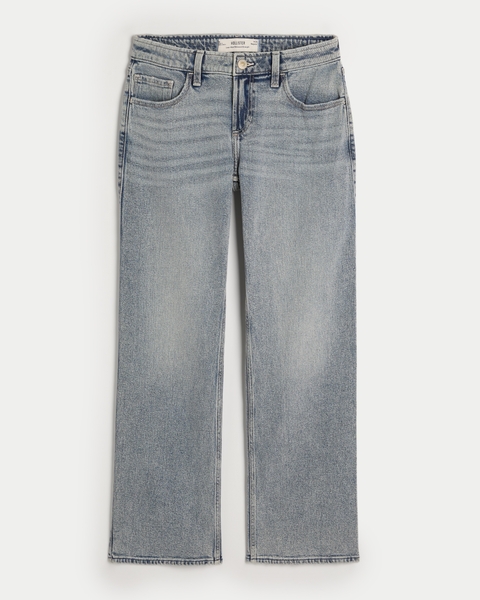 Женские джинсы Hollister Low-Rise Medium Wash Relaxed Straight Jeans