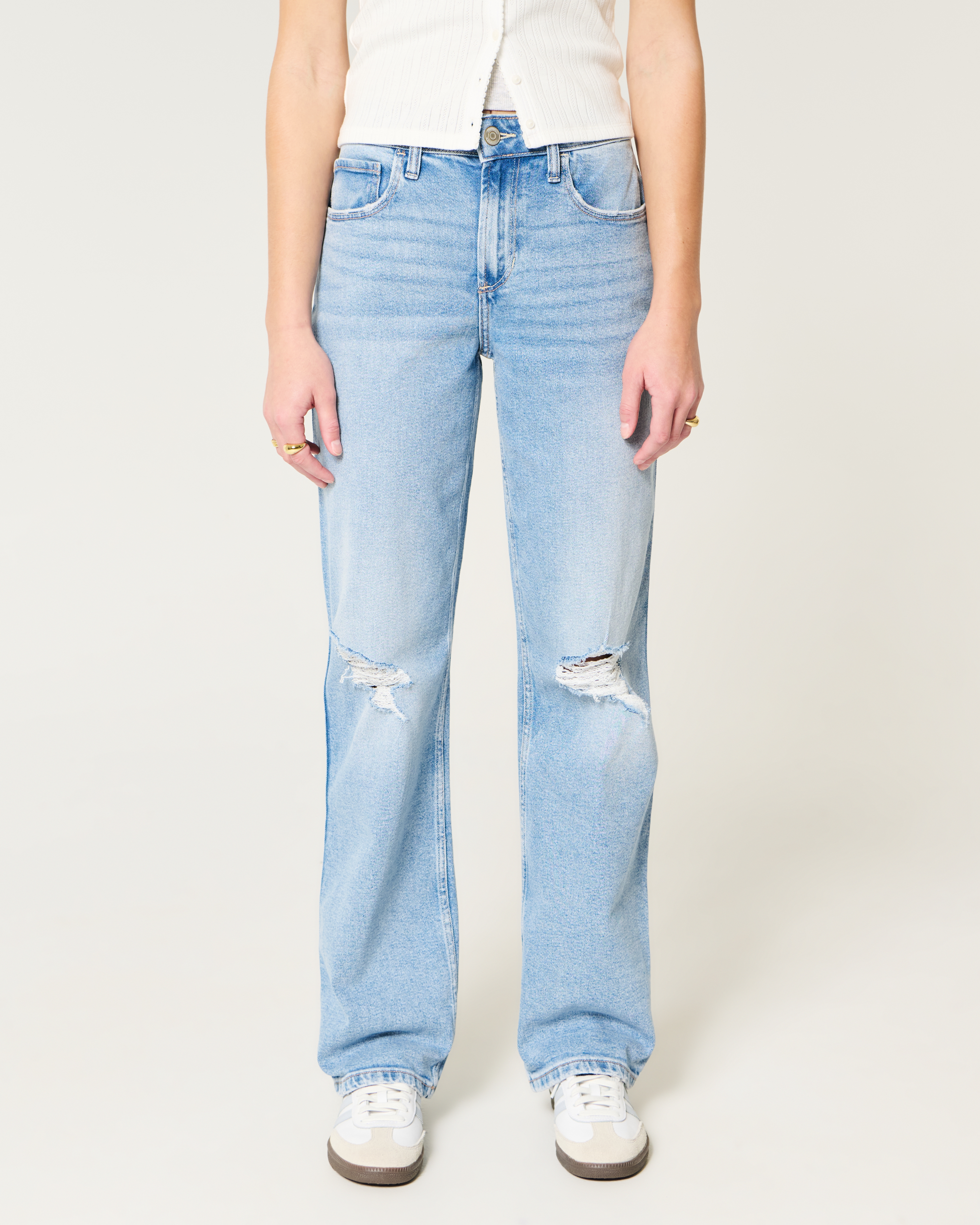 Женские джинсы Hollister High-Rise Light Wash Dad Jeans — фото 3