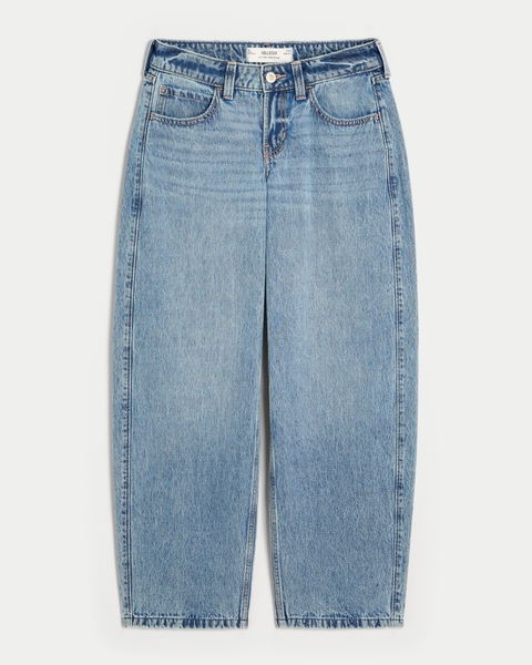 Женские джинсы Hollister Low-Rise Medium Wash Tapered Baggy Jeans