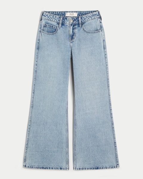 Женские джинсы Hollister Low-Rise Light Wash Baggy Flare Jeans