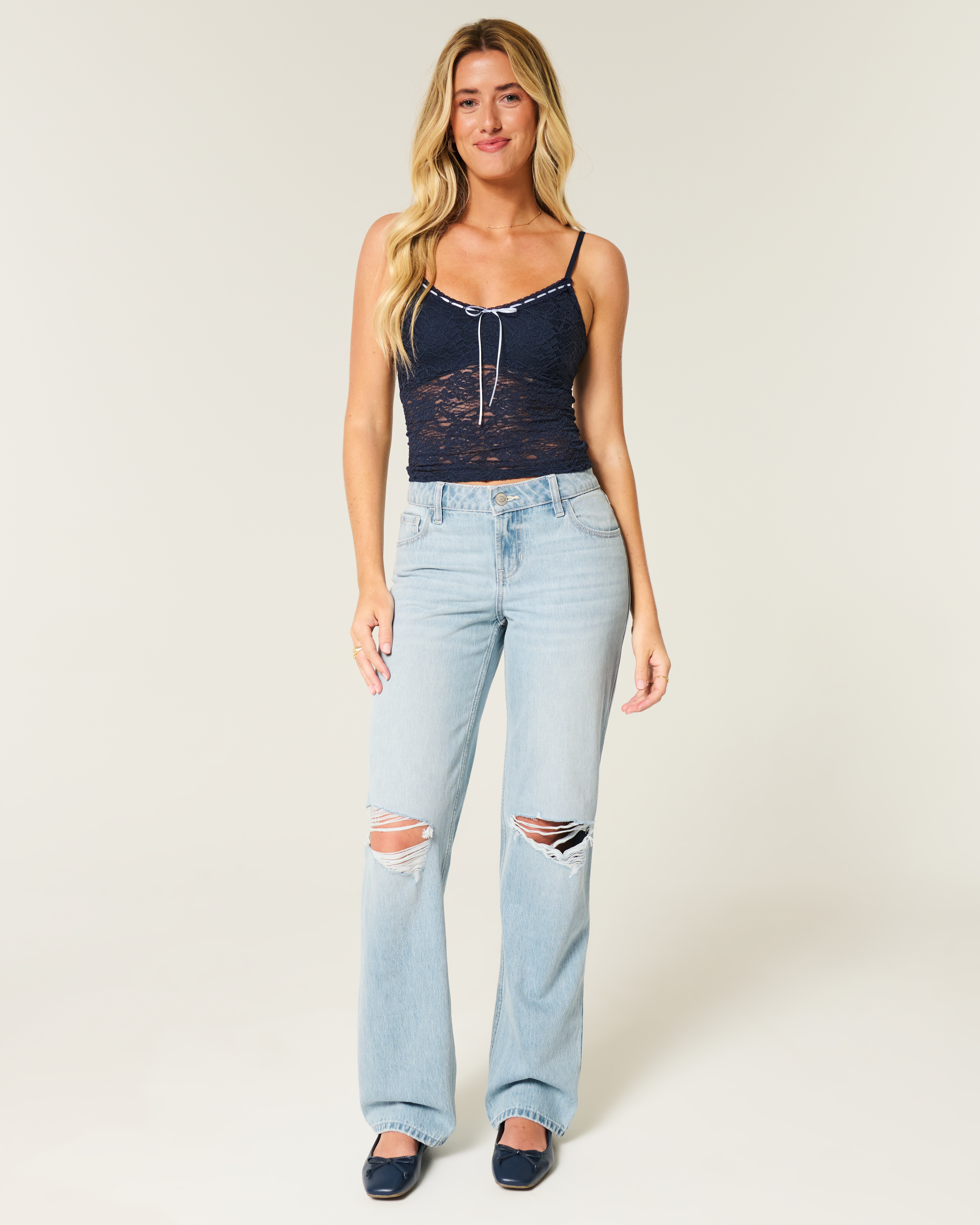 Женские джинсы Hollister Low-Rise Ripped Medium Wash Loose Jeans — фото 2