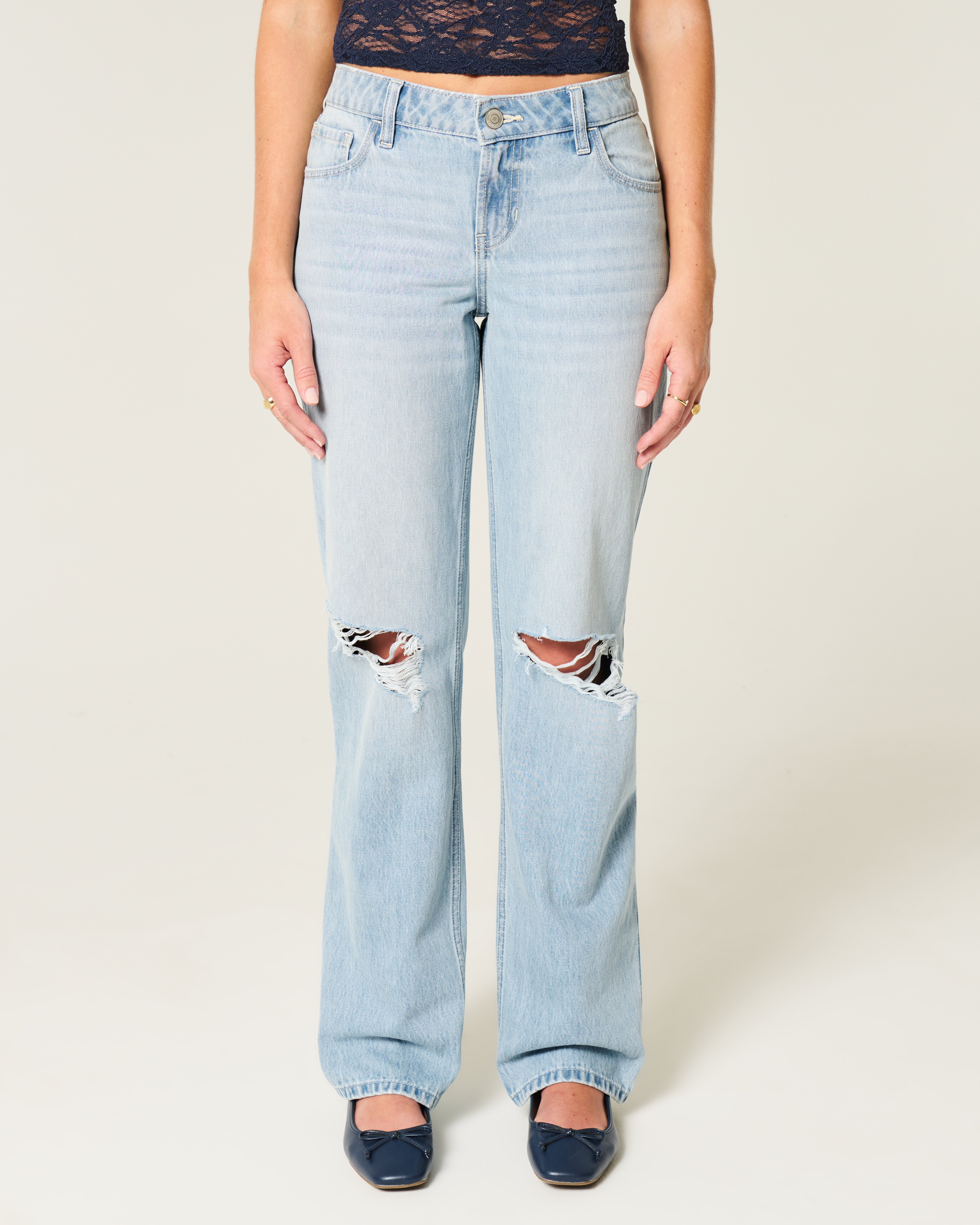 Женские джинсы Hollister Low-Rise Ripped Medium Wash Loose Jeans — фото 3