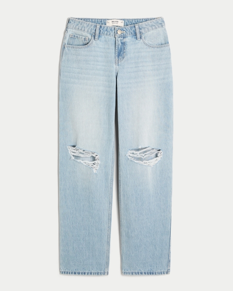 Женские джинсы Hollister Low-Rise Ripped Medium Wash Loose Jeans