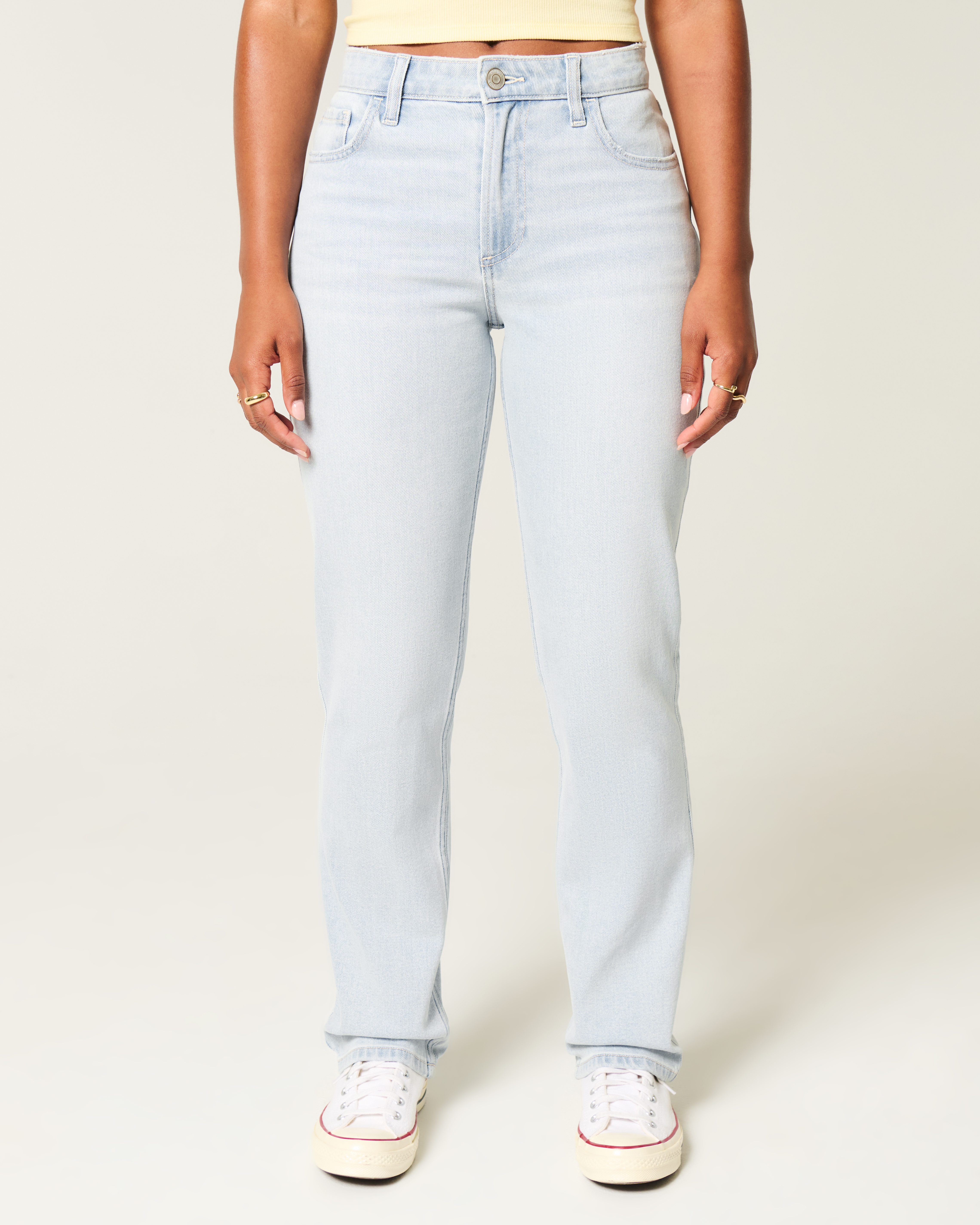 Женские джинсы Hollister Curvy High-Rise Washed Black Straight Jeans — фото 3