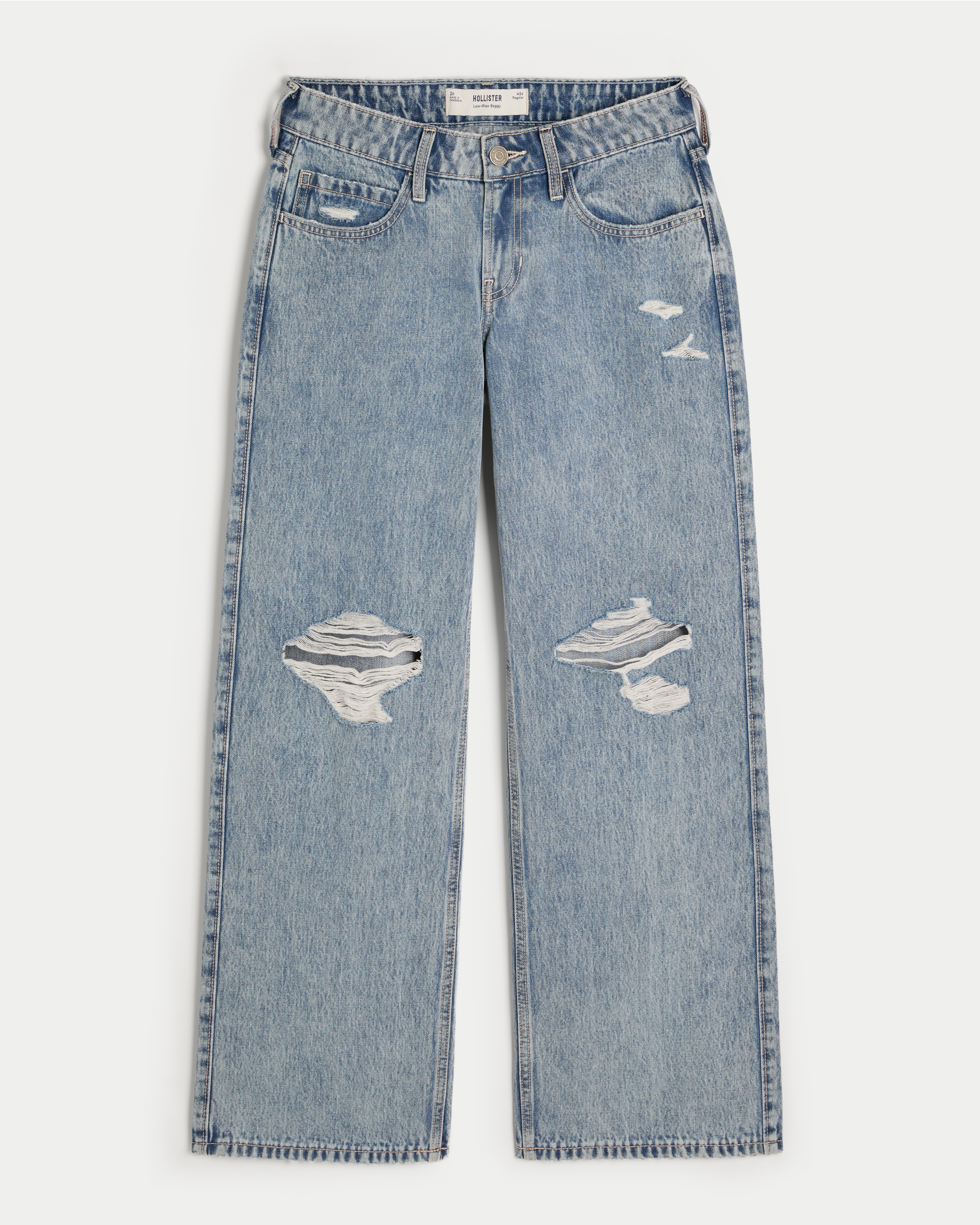Женские джинсы Hollister Low-Rise Ripped Medium Wash Baggy Jeans