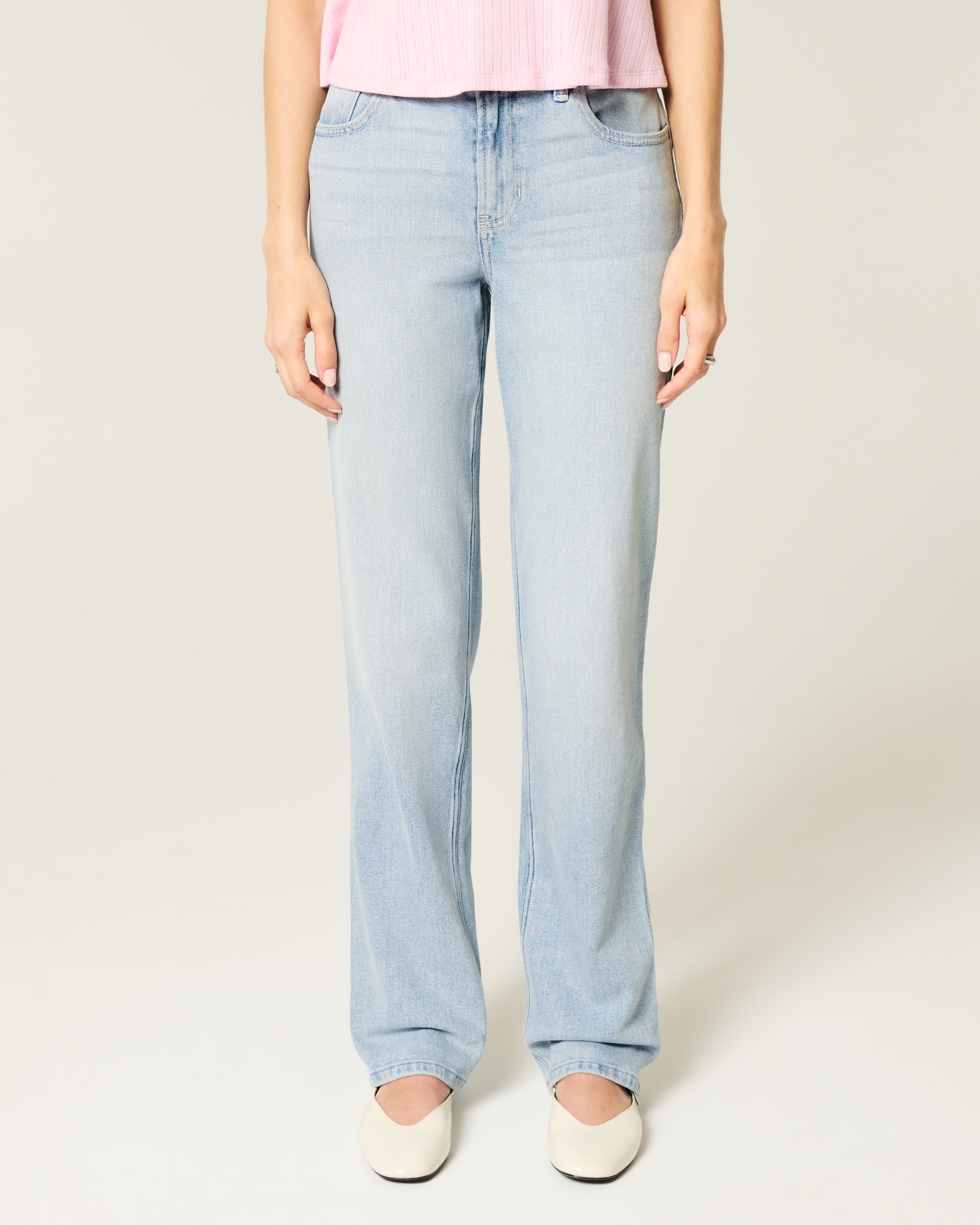 Женские джинсы Hollister High-Rise Straight, цвет: Светлый — фото 3