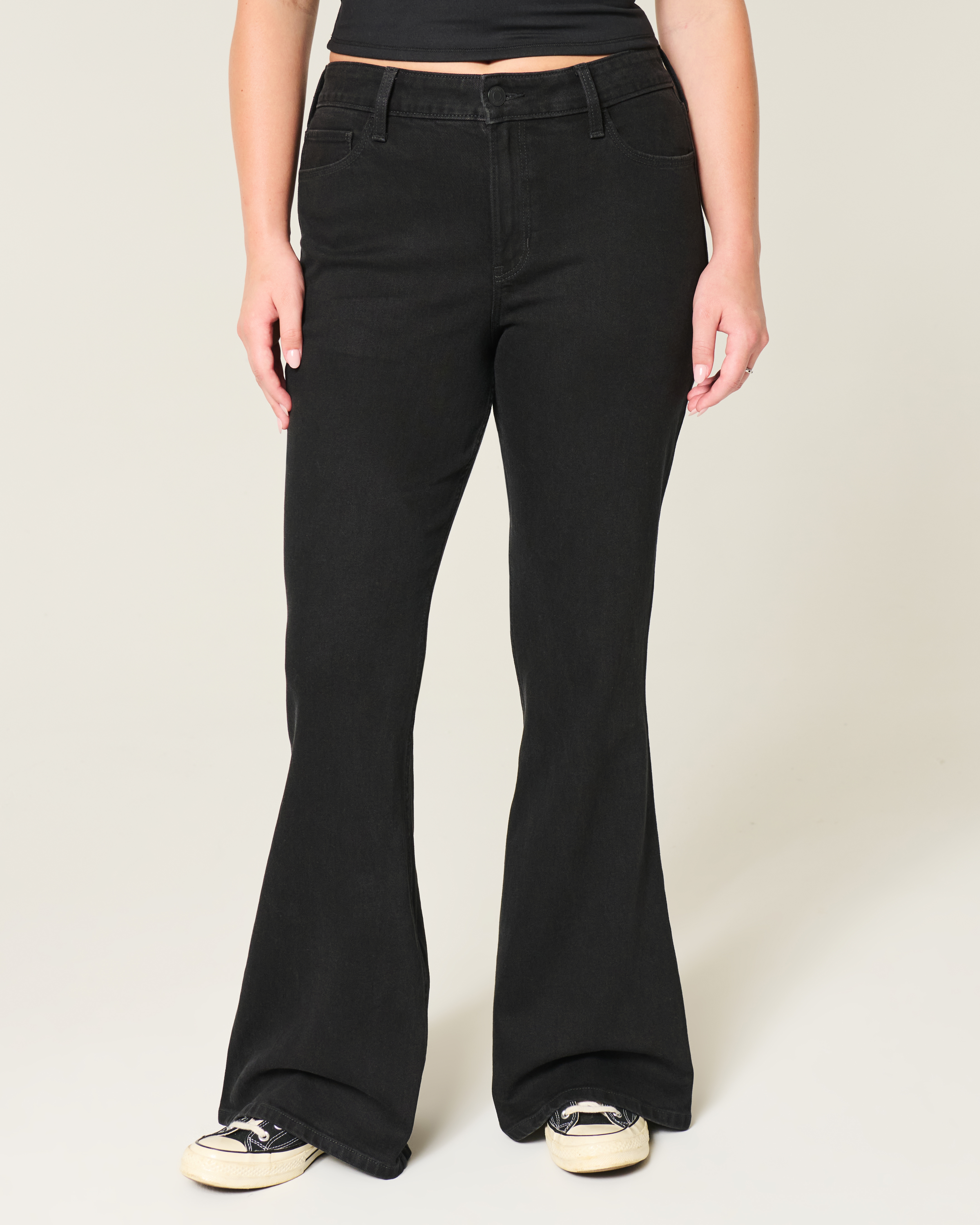 Женские джинсы Hollister High-Rise Flare, цвет: Чёрный — фото 3