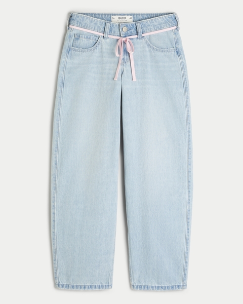 Женские джинсы Hollister Low-Rise Medium Wash Star-Studded Tapered Baggy Jeans