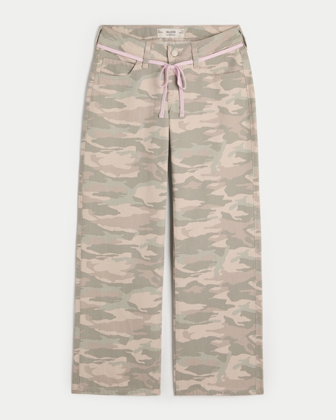 Женские джинсы Hollister Low-Rise Pink Shoelace Camo Baggy Jeans