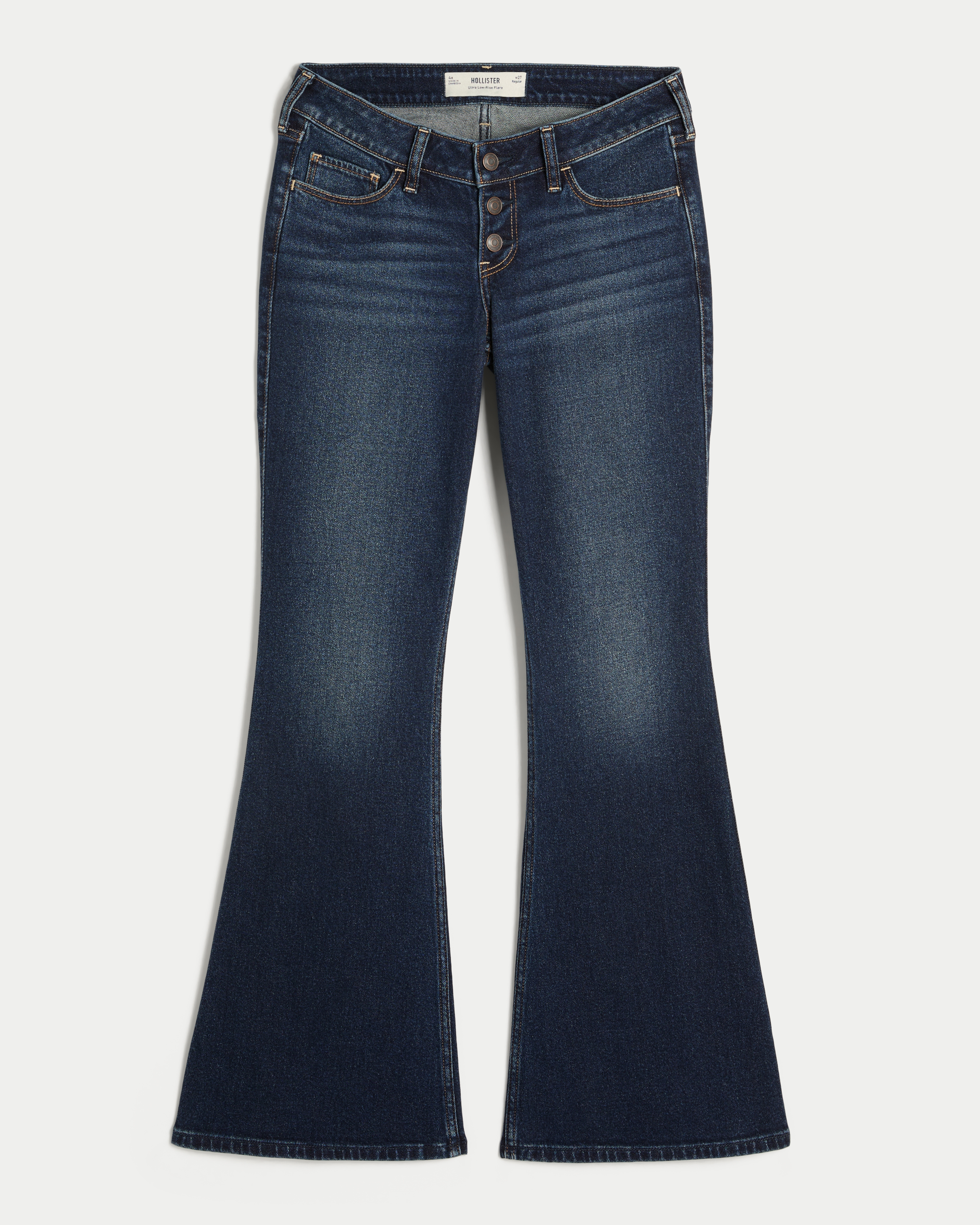 Женские джинсы Hollister Ultra Low-Rise Medium Wash Flare Jeans