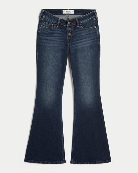 Женские джинсы Hollister Ultra Low-Rise Medium Wash Flare Jeans