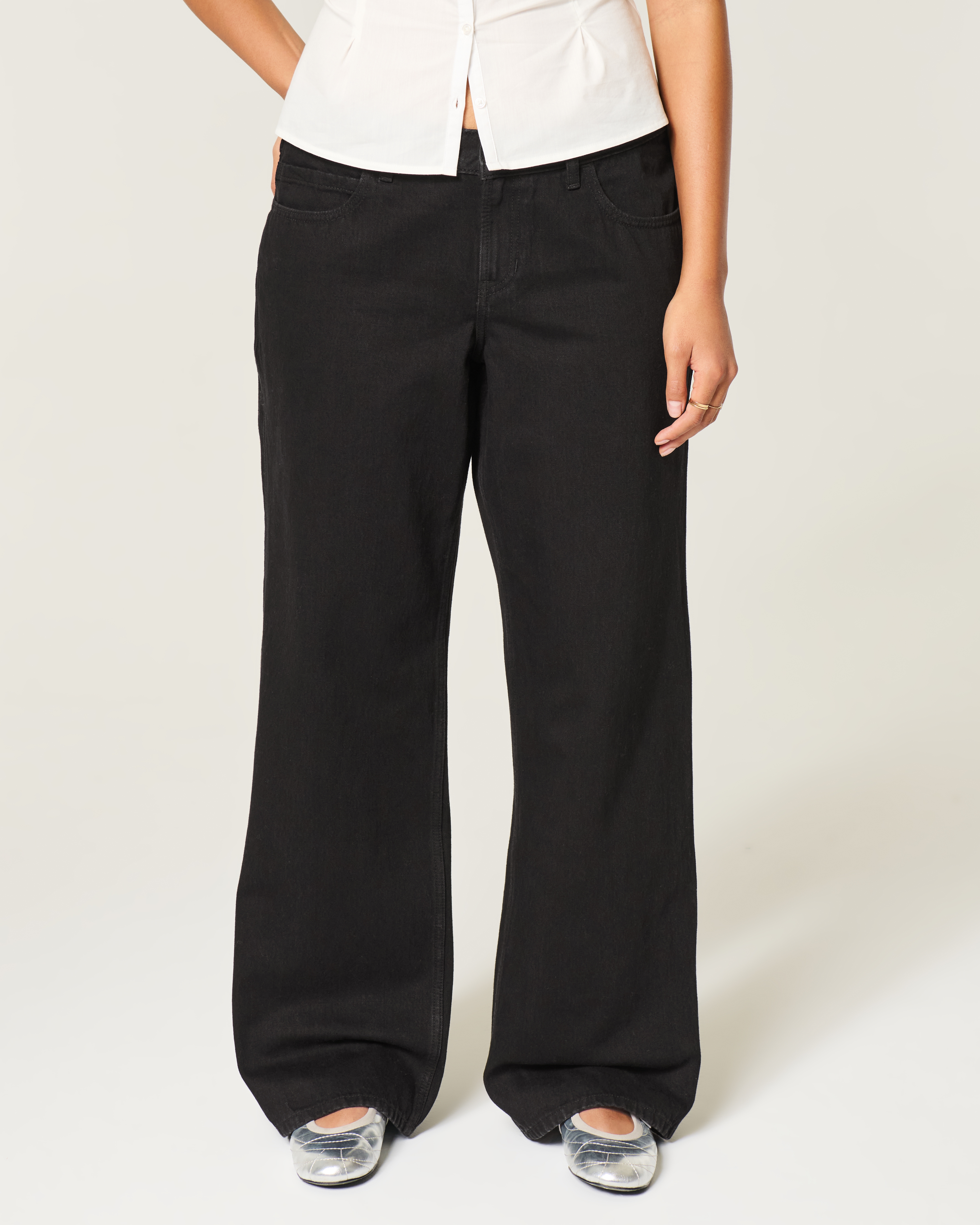 Женские джинсы Hollister Low-Rise Baggy, цвет: Чёрный — фото 3