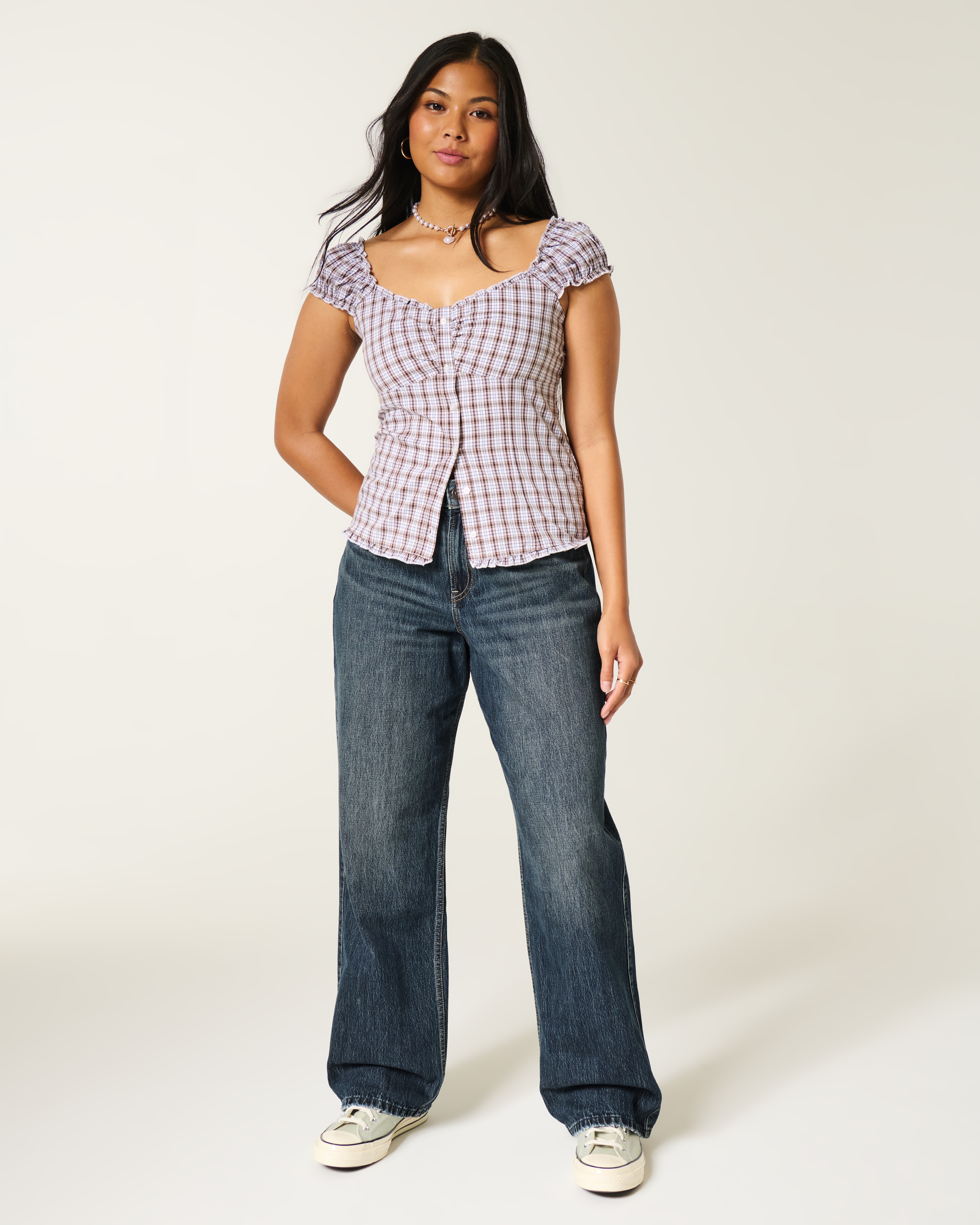Женские джинсы Hollister High-Rise Ripped Medium Wash Baggy Jeans — фото 2