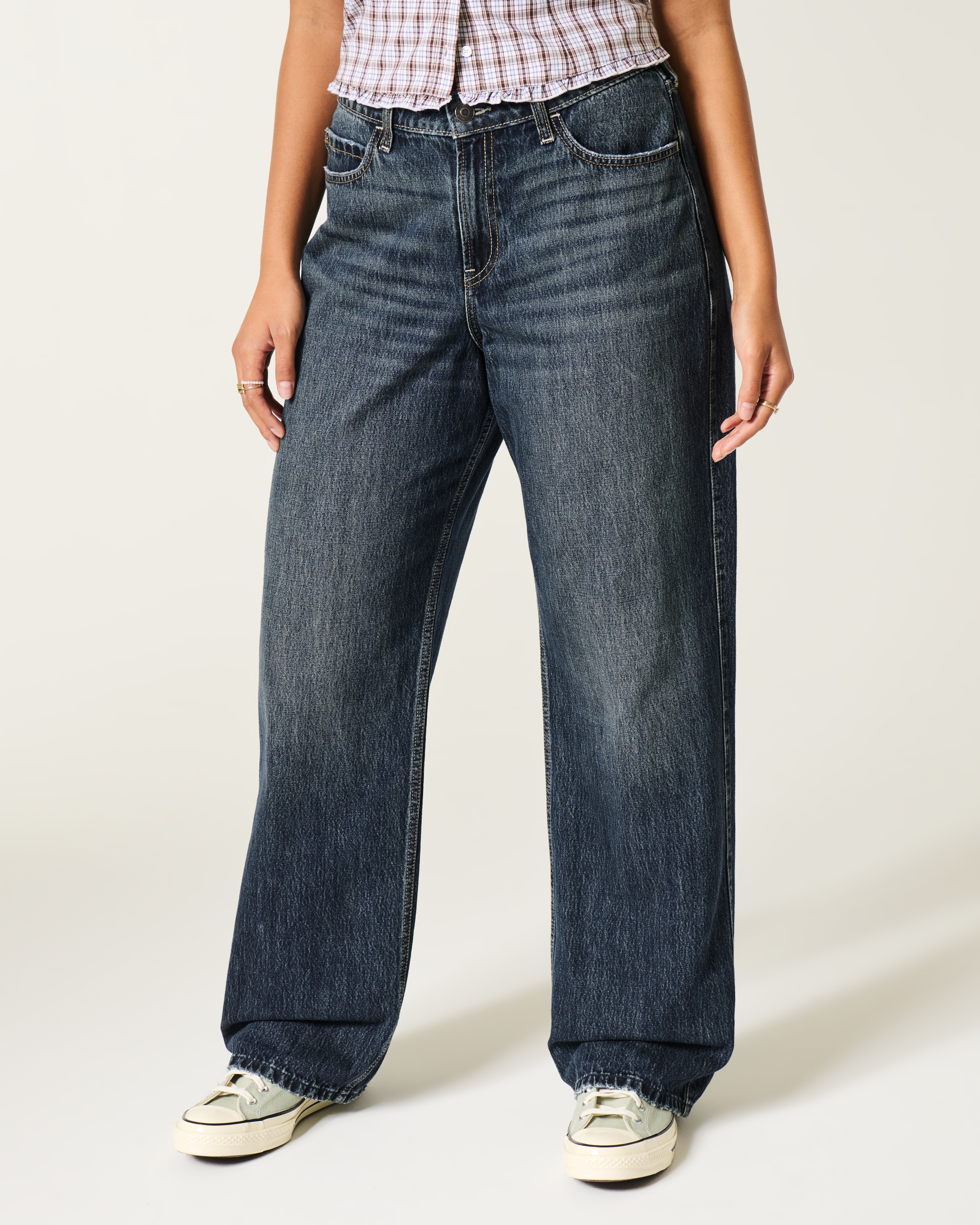Женские джинсы Hollister High-Rise Ripped Medium Wash Baggy Jeans — фото 3