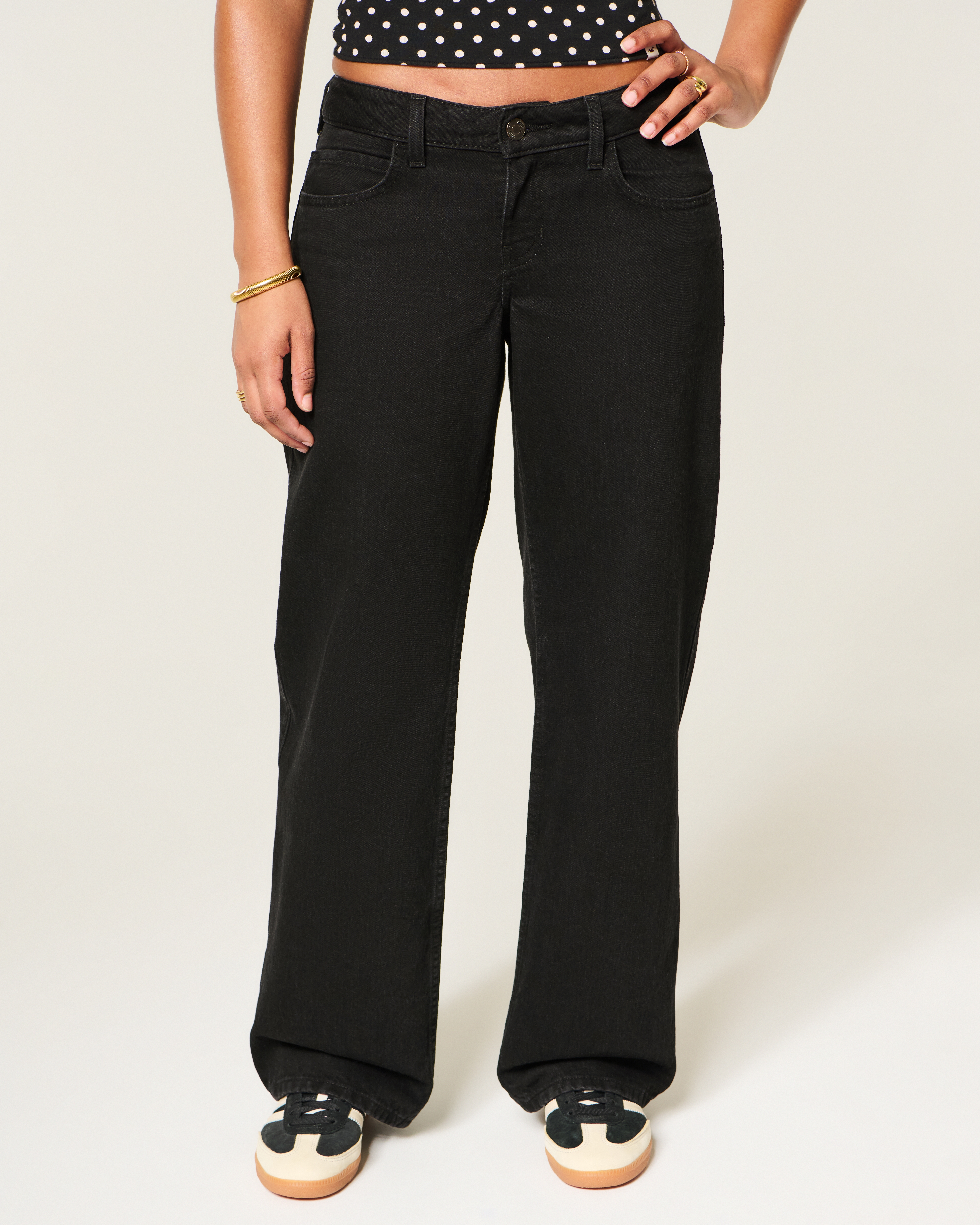 Женские джинсы Hollister Curvy Low-Rise Washed Black Baggy Jeans — фото 3