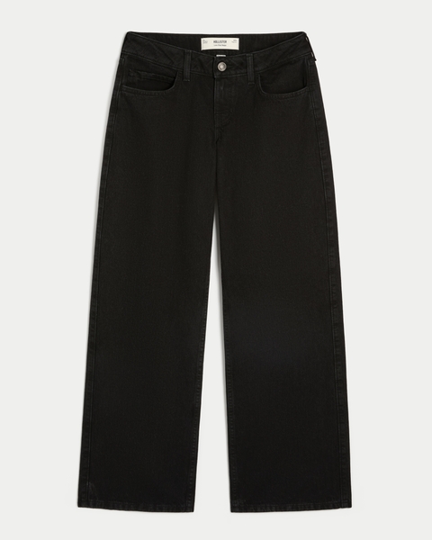 Женские джинсы Hollister Curvy Low-Rise Washed Black Baggy Jeans