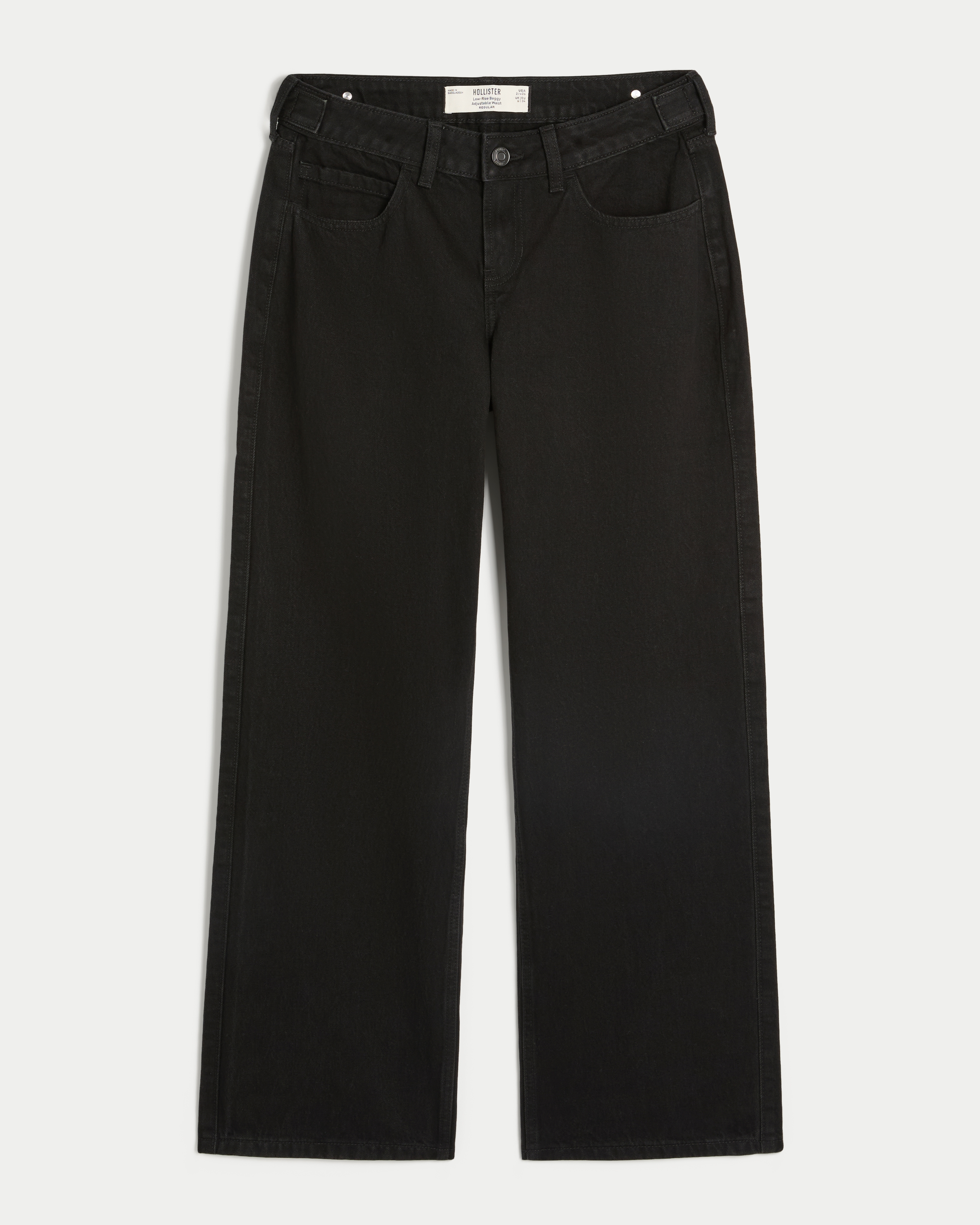 Женские джинсы Hollister Andi Adjustable Waist Low-Rise Baggy, цвет: Чёрный
