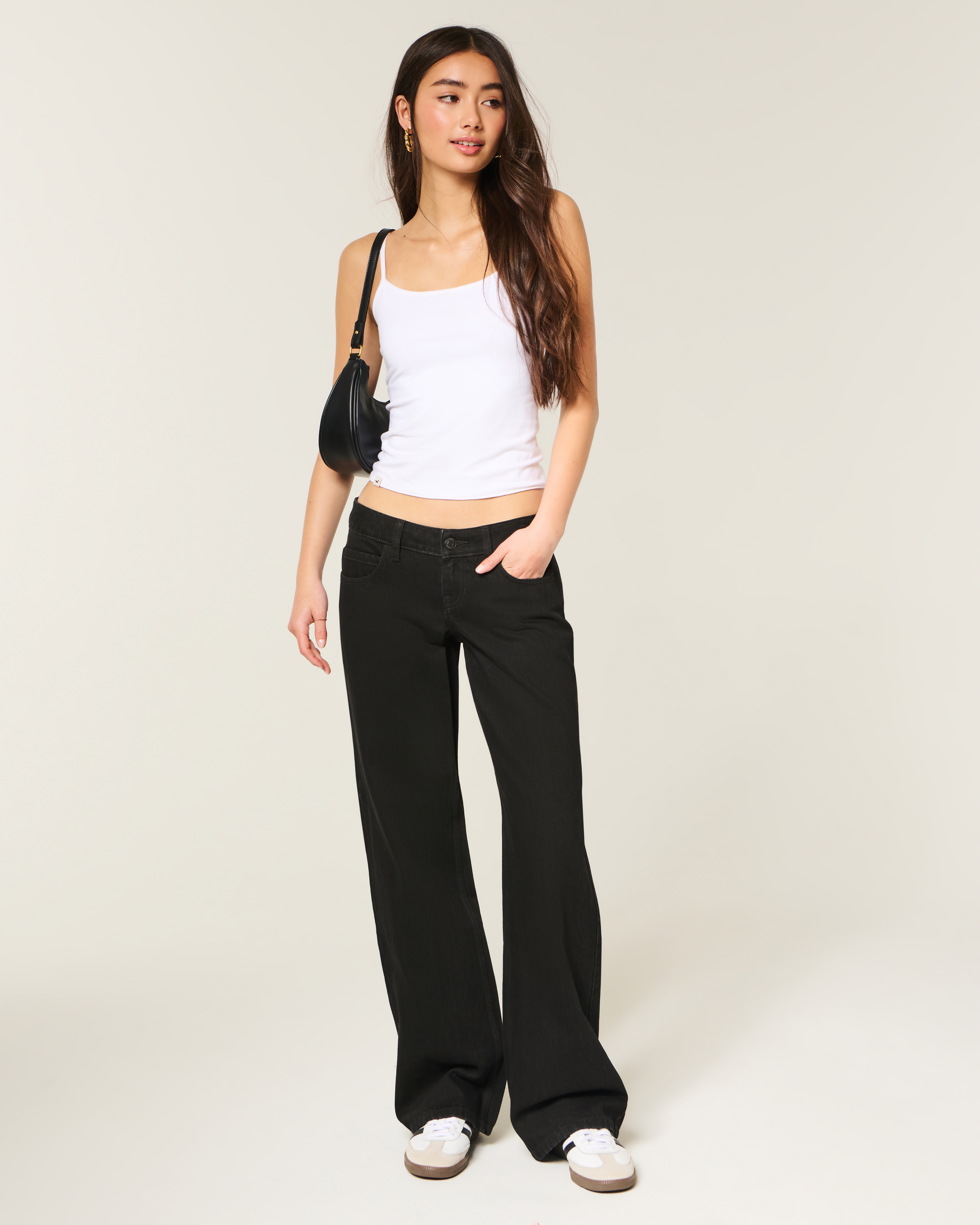Женские джинсы Hollister Ultra Low-Rise Baggy, цвет: Чёрный — фото 2