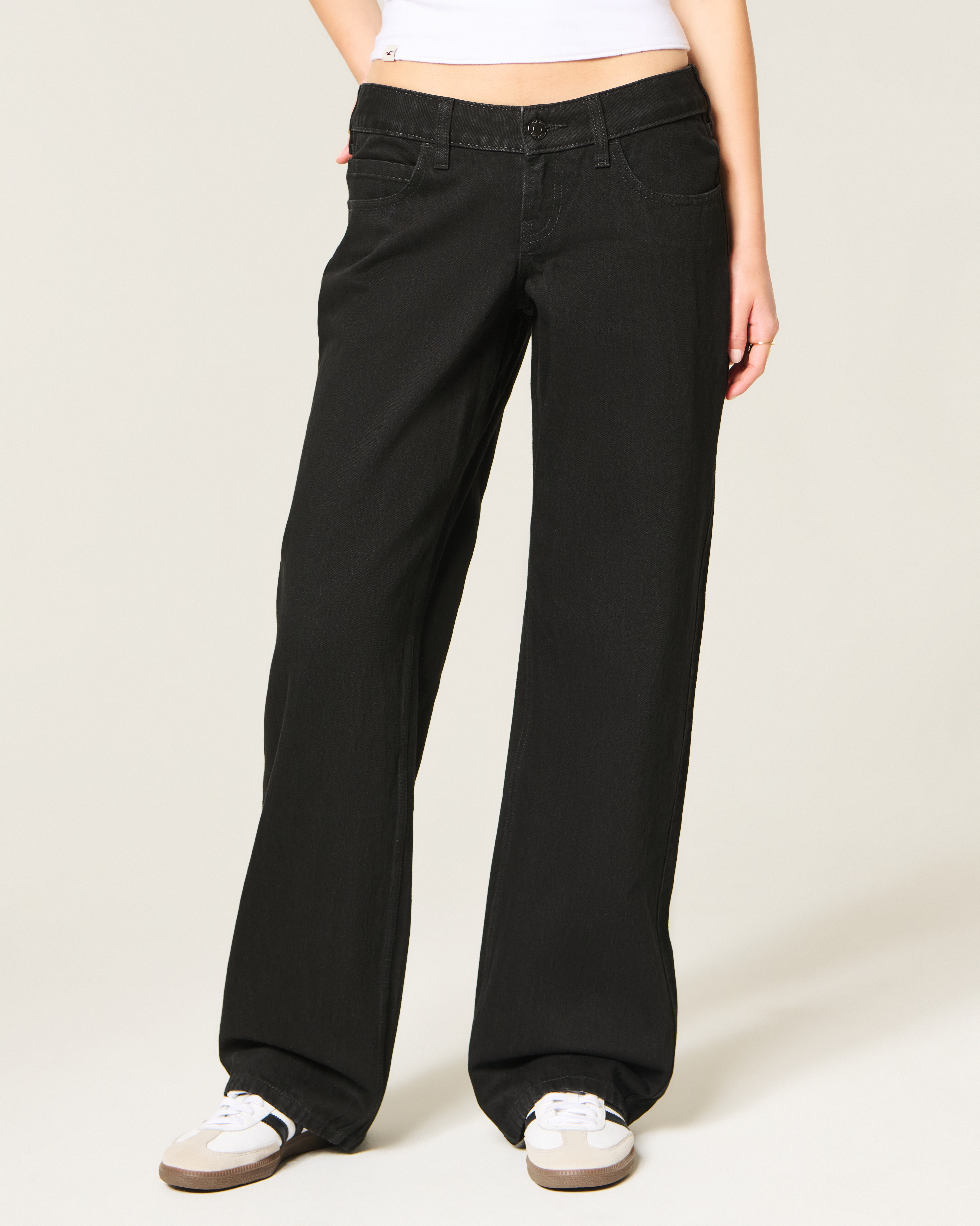 Женские джинсы Hollister Ultra Low-Rise Baggy, цвет: Чёрный — фото 3