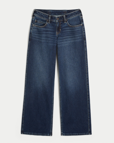 Женские джинсы Hollister Andi Adjustable Waist Low-Rise Dark Wash Back Buckle Baggy Jeans