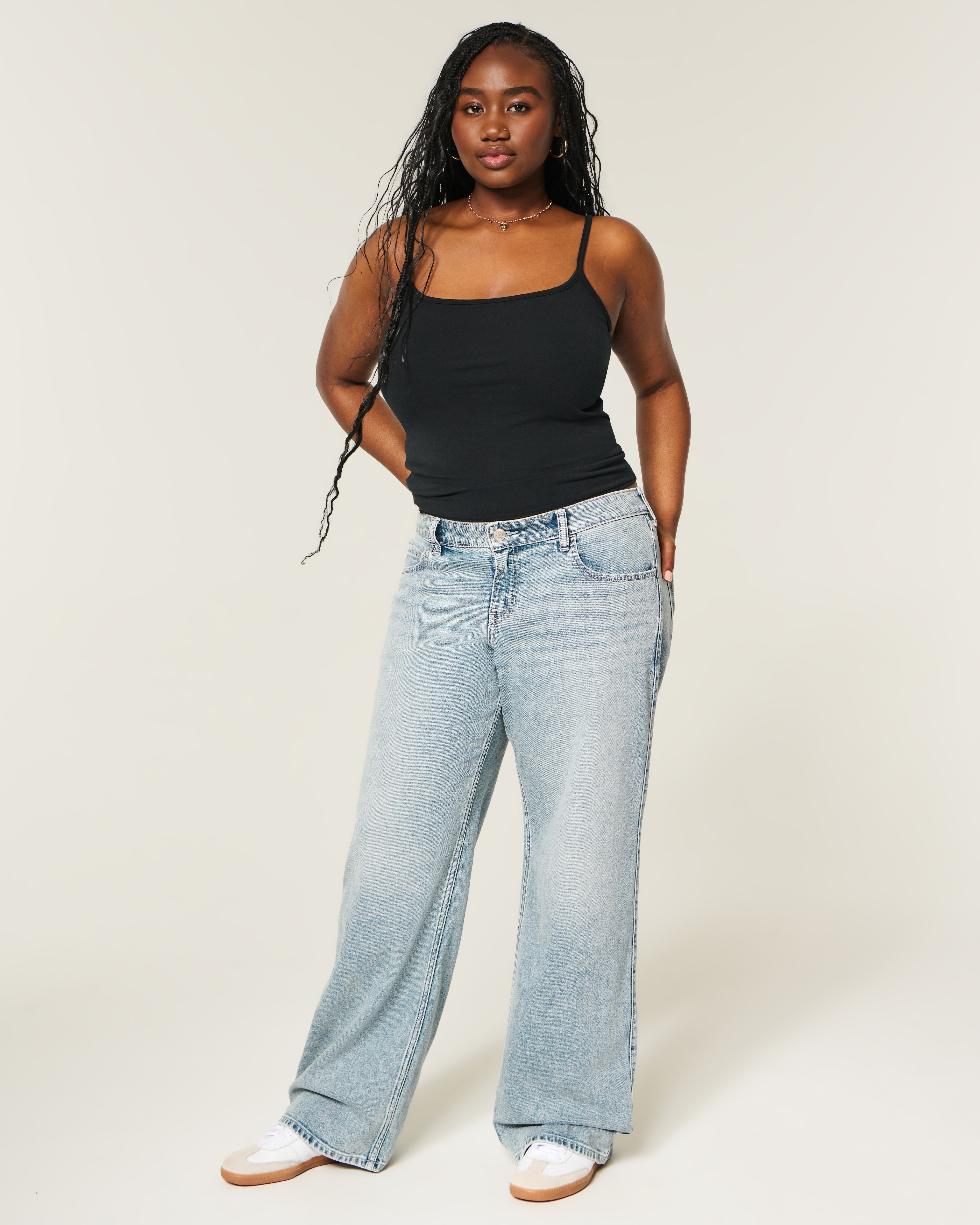 Женские джинсы Hollister Andi Adjustable Waist Low-Rise Light Wash Back Buckle Baggy Jeans — фото 3