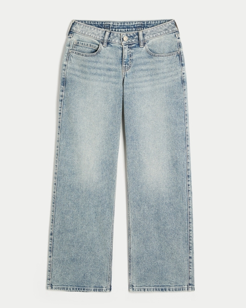 Женские джинсы Hollister Andi Adjustable Waist Low-Rise Light Wash Back Buckle Baggy Jeans