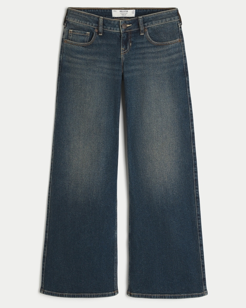 Женские джинсы Hollister Ultra Low-Rise Dark Wash Wide-Leg Jeans