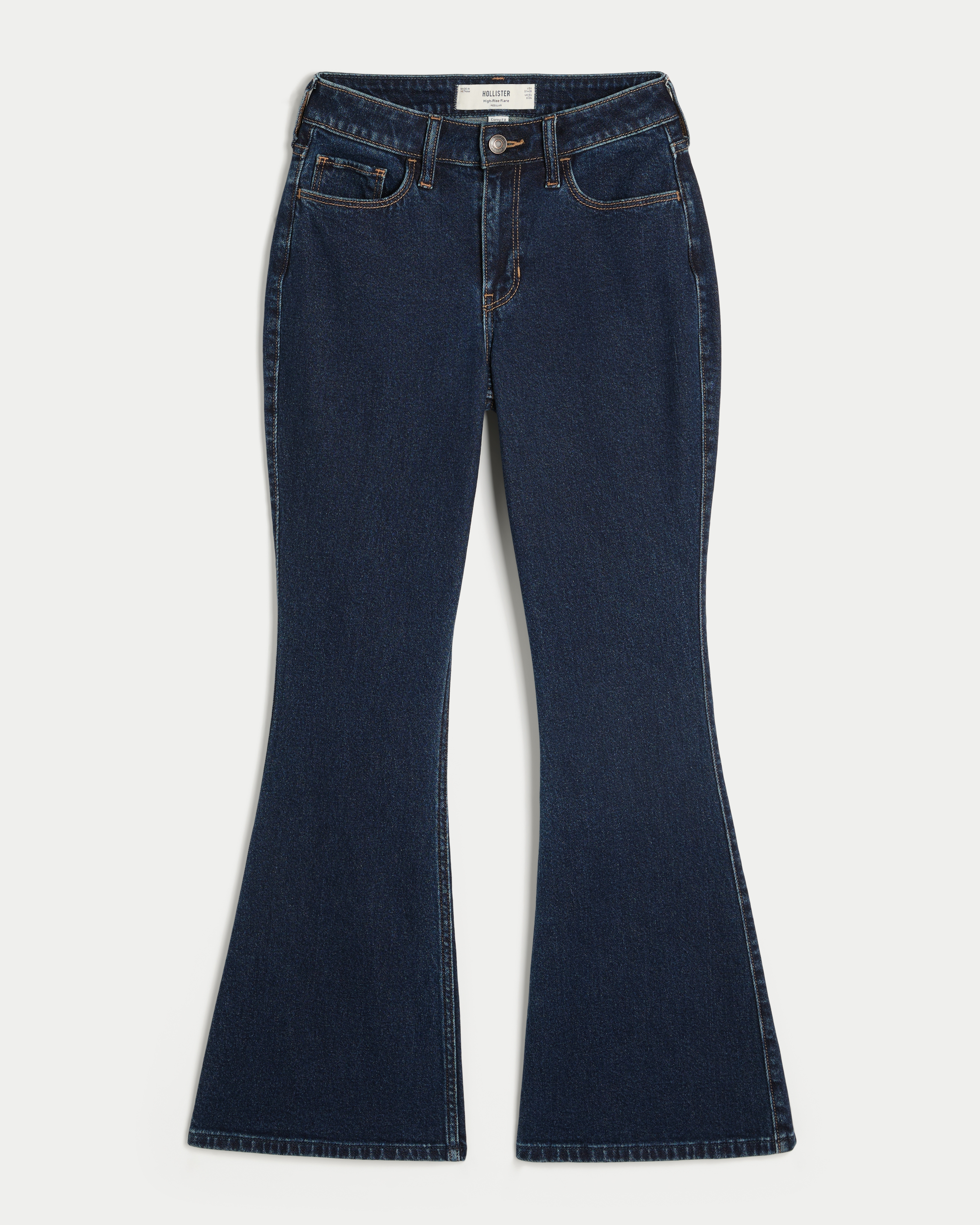 Женские джинсы Hollister Curvy High-Rise Flare, цвет: Тёмный