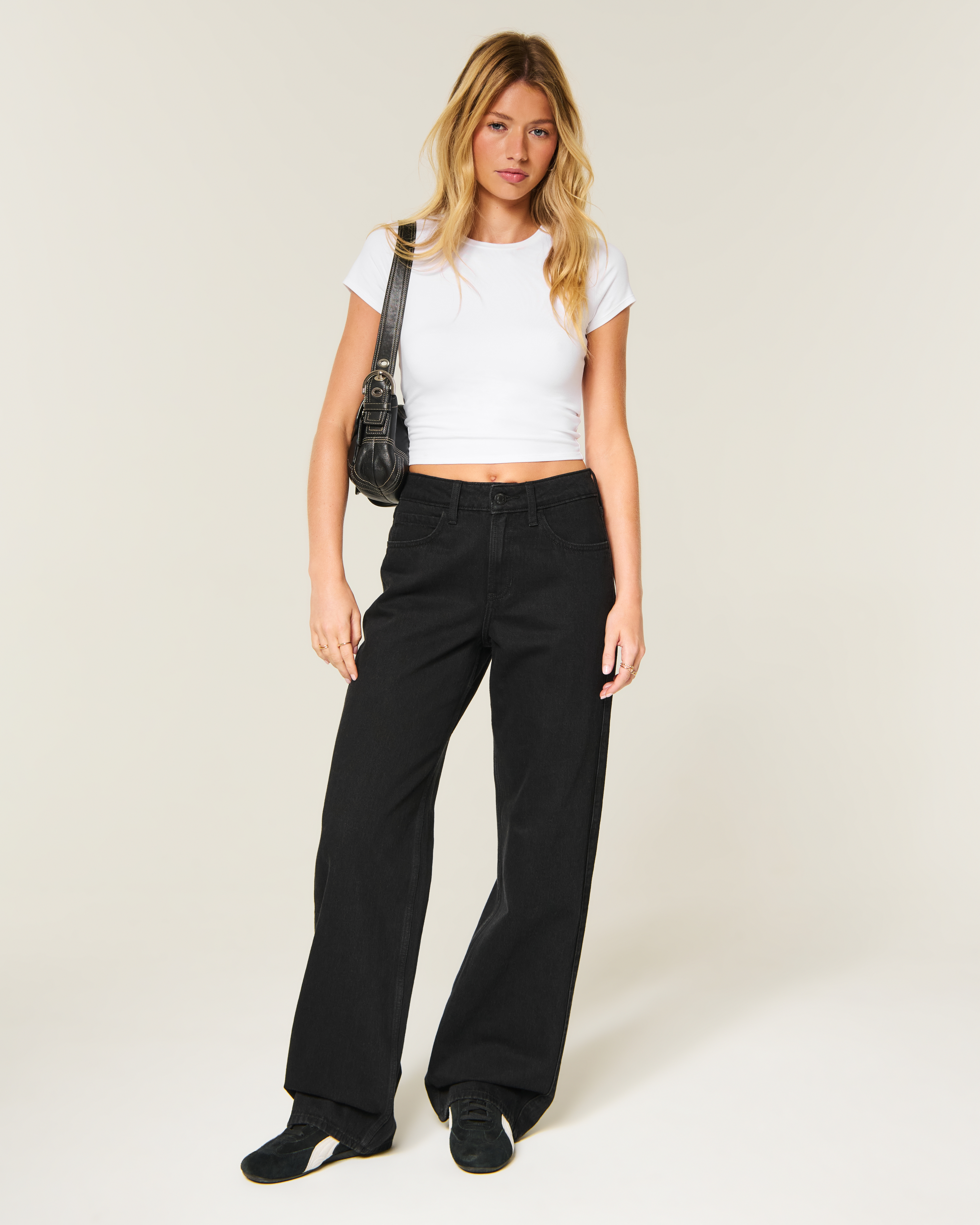 Женские джинсы Hollister High-Rise Baggy, цвет: Чёрный — фото 2