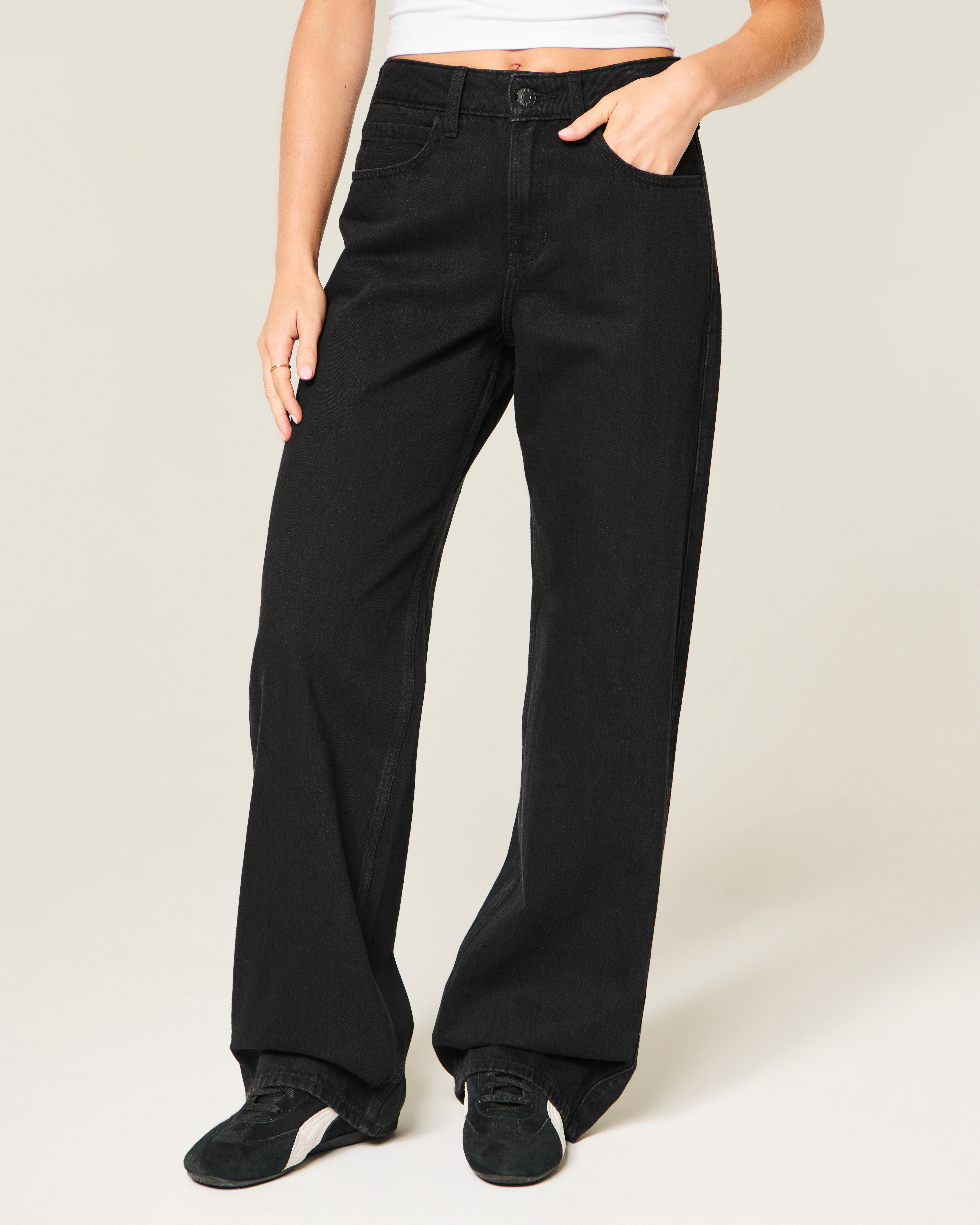Женские джинсы Hollister High-Rise Baggy, цвет: Чёрный — фото 3