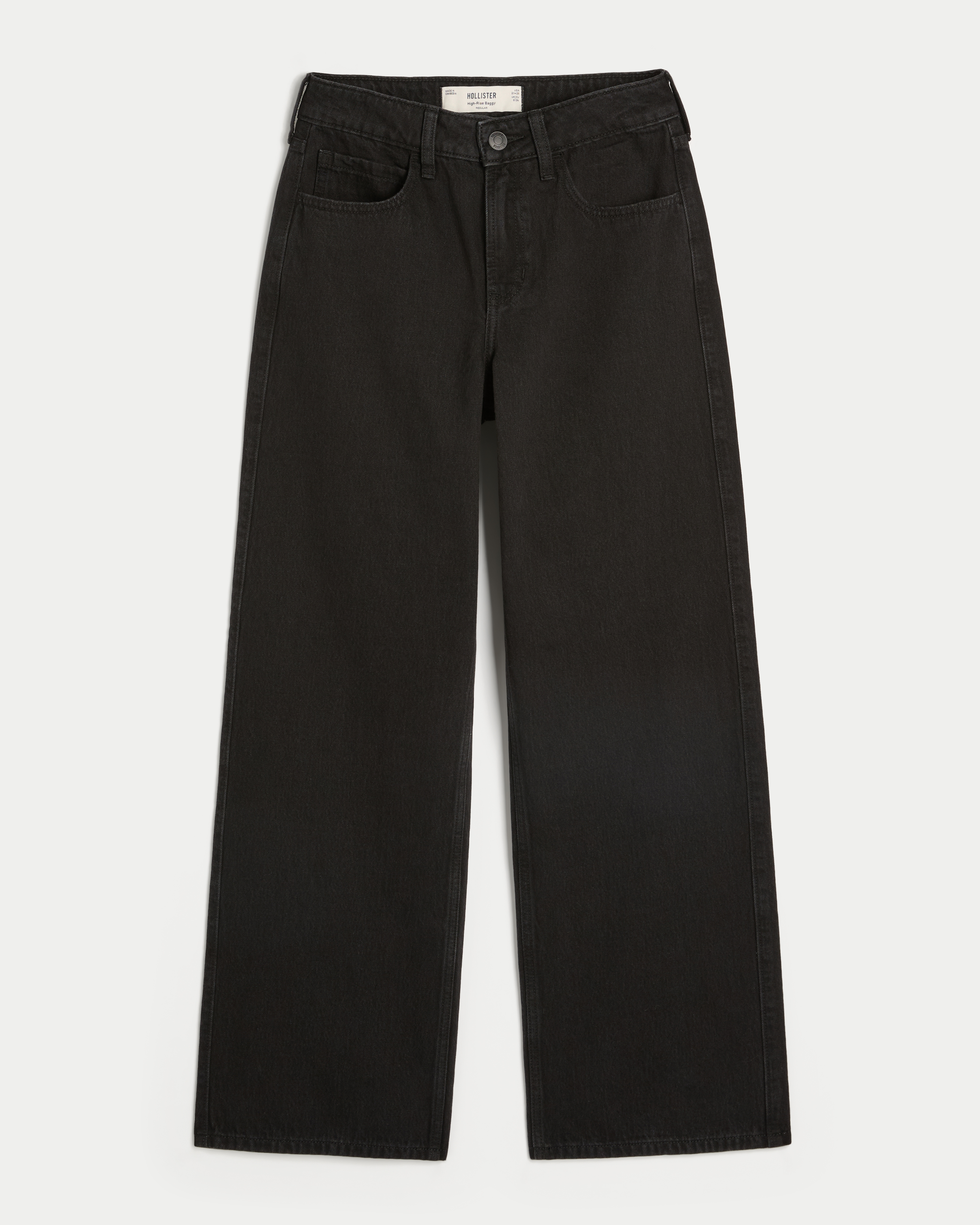 Женские джинсы Hollister High-Rise Baggy, цвет: Чёрный