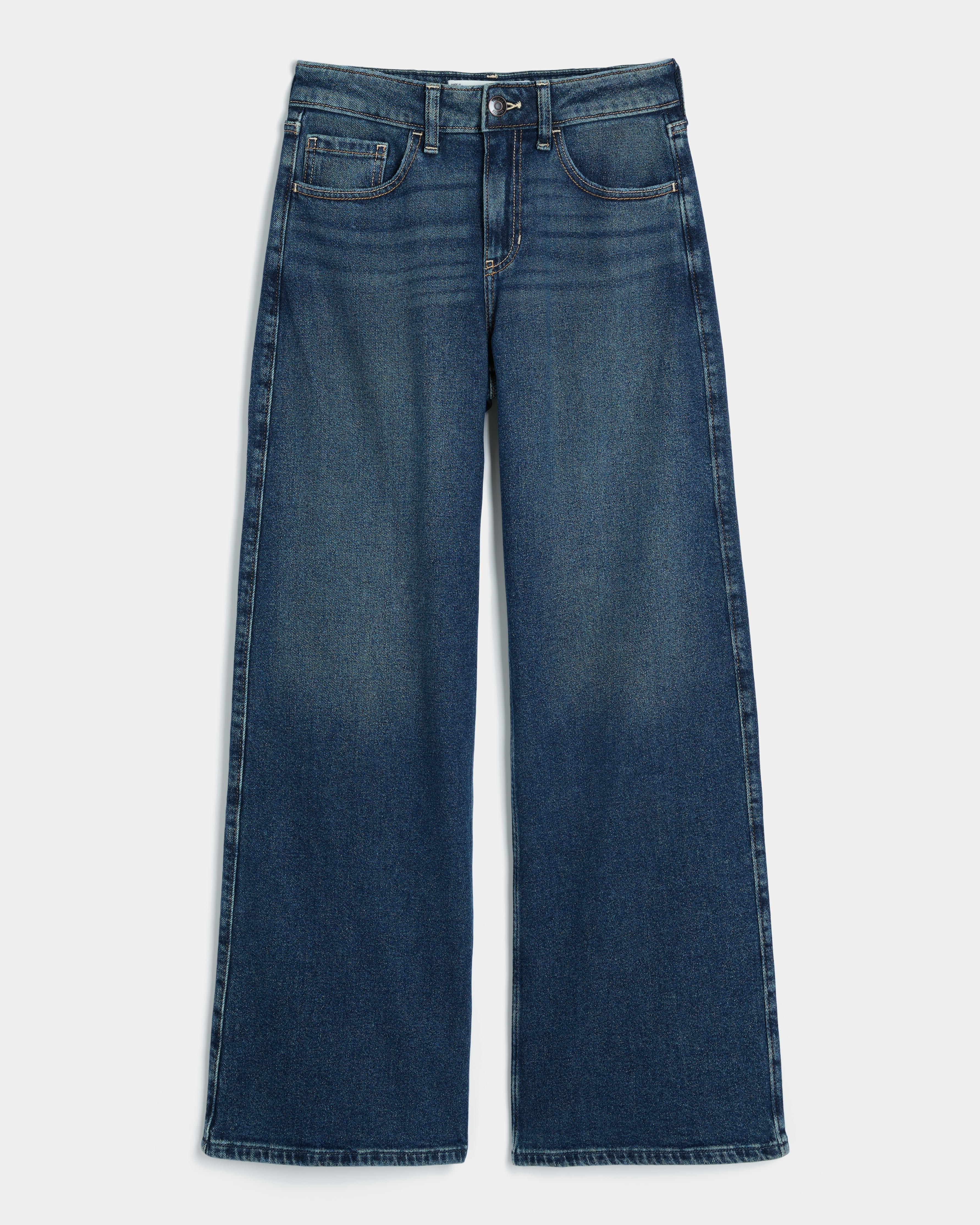 Женские джинсы Hollister High-Rise Wide-Leg, цвет: Тёмный