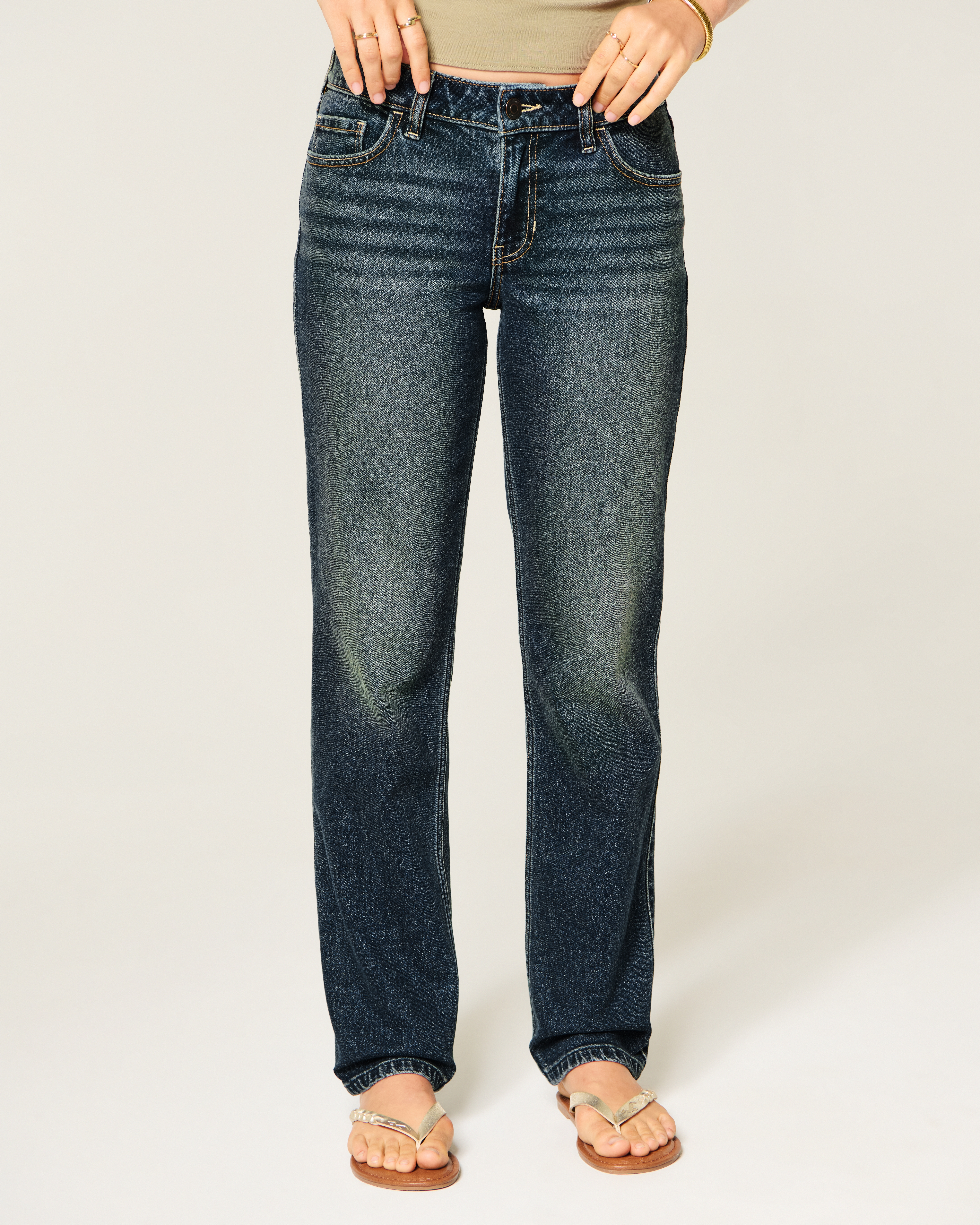 Женские джинсы Hollister Mid-Rise Light Wash Straight Jeans — фото 3