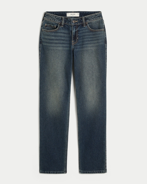 Женские джинсы Hollister Mid-Rise Light Wash Straight Jeans