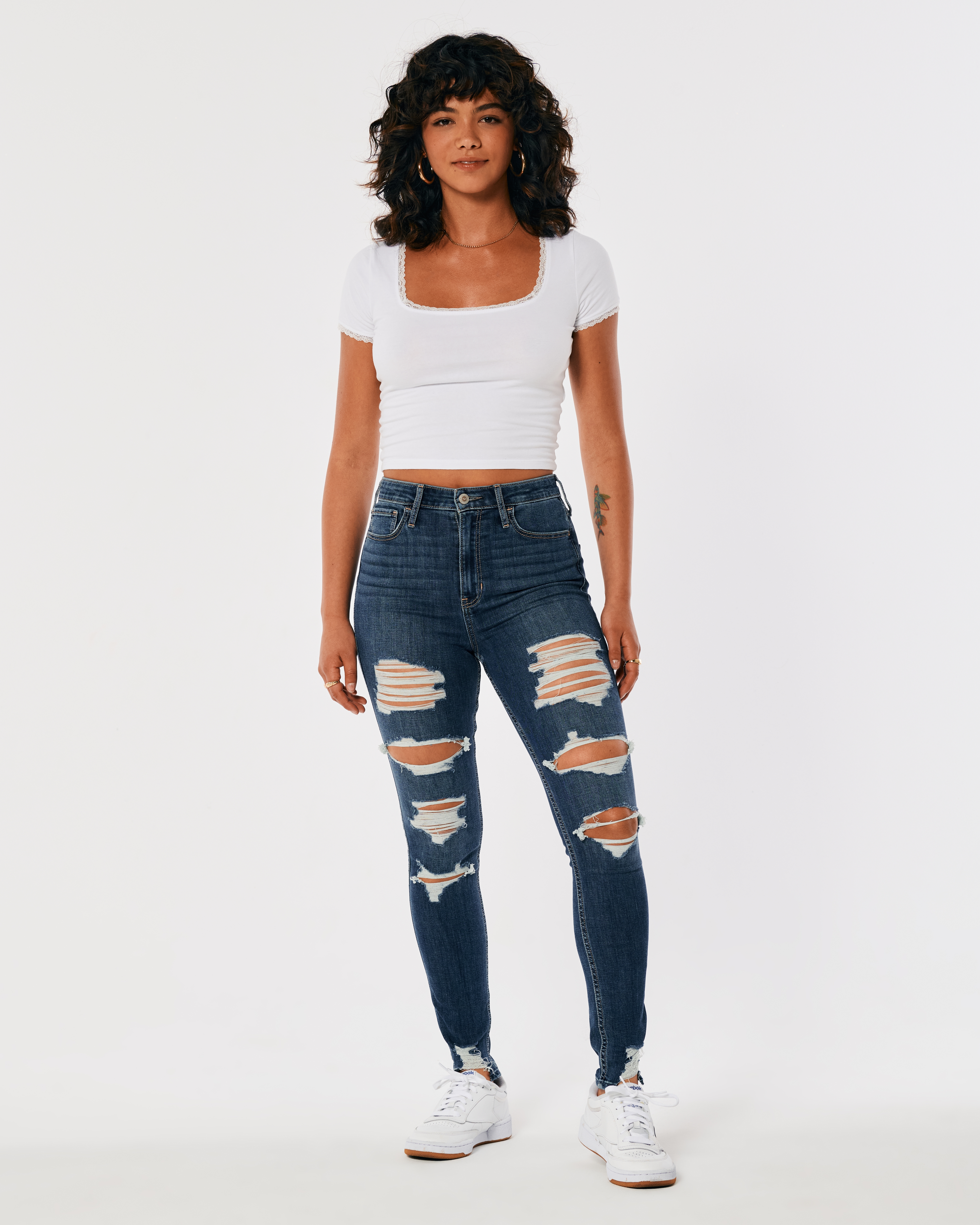 hollister ripped mom jeans