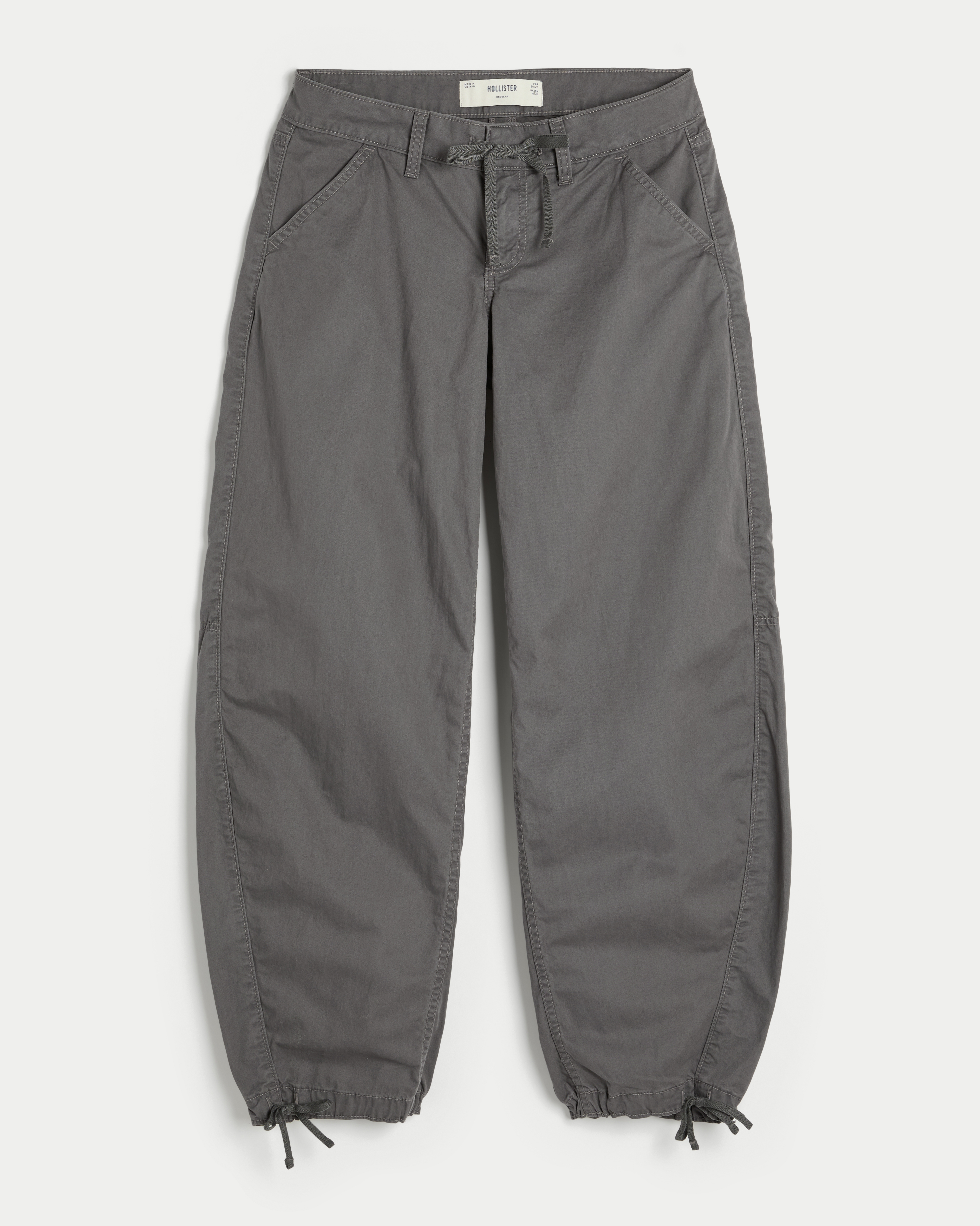 Женские брюки Hollister Ultra Low-Rise Cinched Baggy, цвет: Тёмный серый