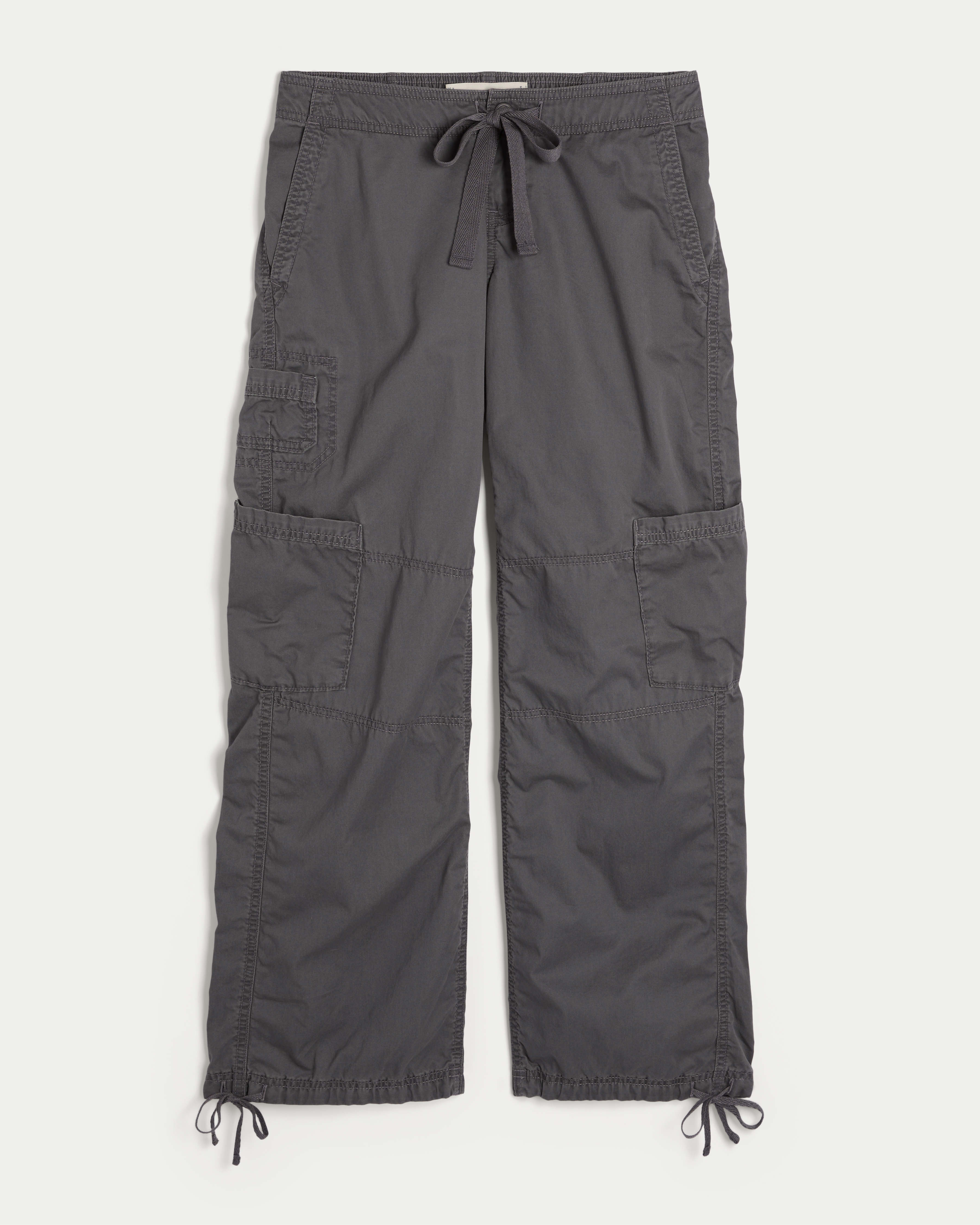 Женские брюки Hollister Ultra Low-Rise Baggy Tie Waist Utility, цвет: Тёмный серый