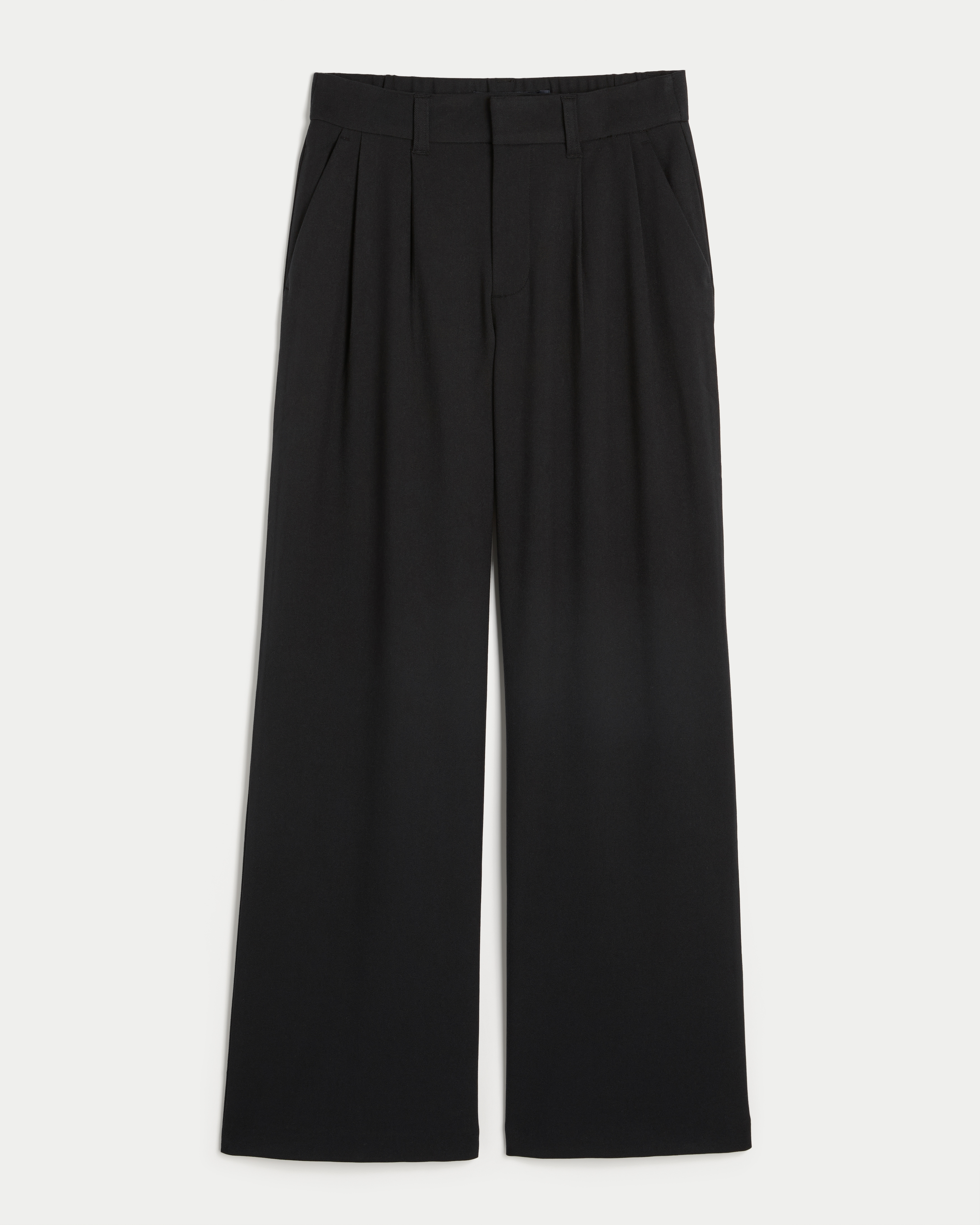 Женские брюки Hollister High-Rise Pleated Wide-Leg, цвет: Чёрный — фото 1