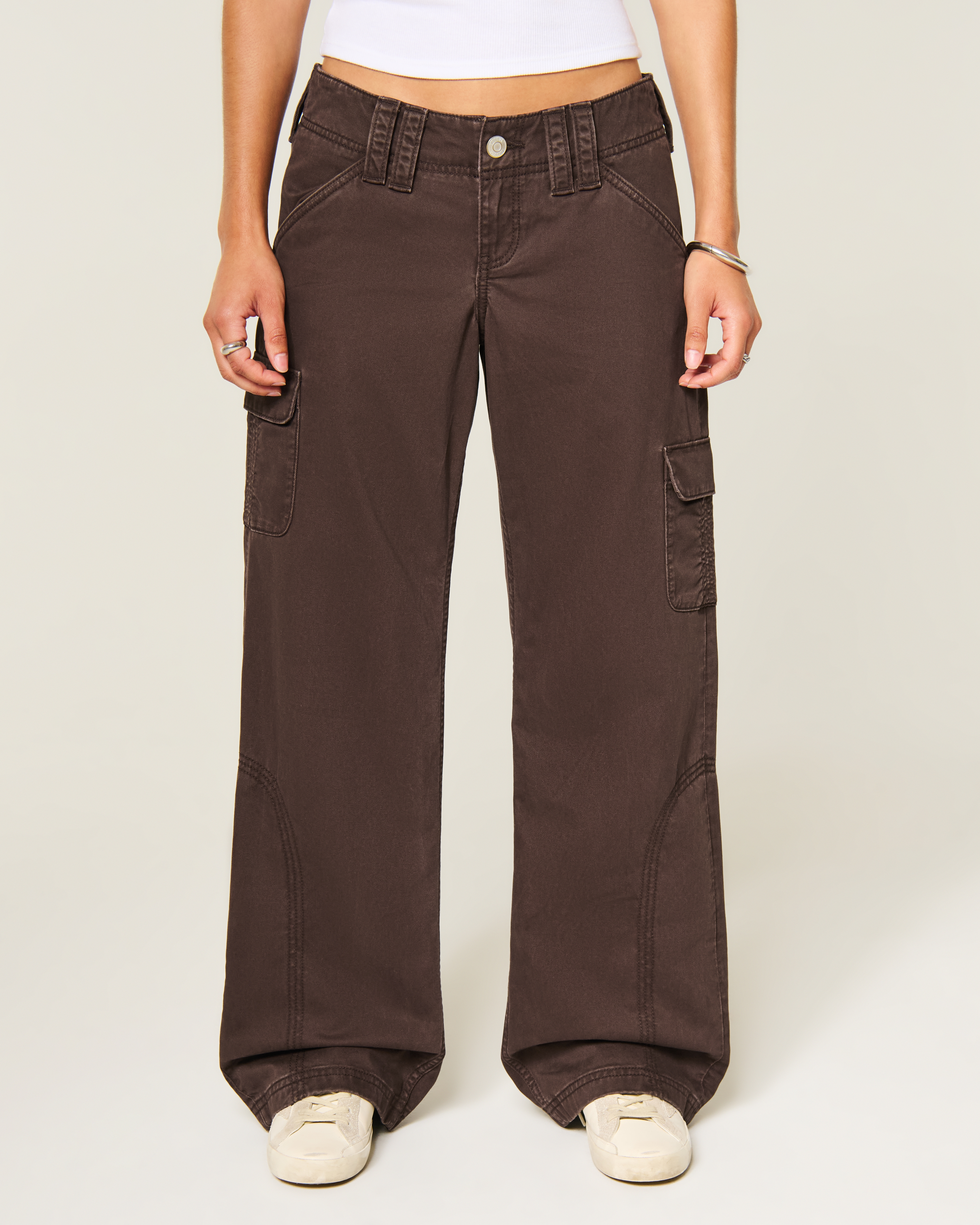 Женские брюки Hollister Andi Adjustable Waist Ultra Low-Rise Baggy Cargo Pants — фото 3
