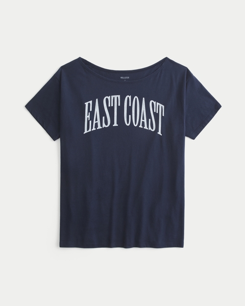 Женские футболки Hollister Easy Off-the-Shoulder East Coast Graphic Tee