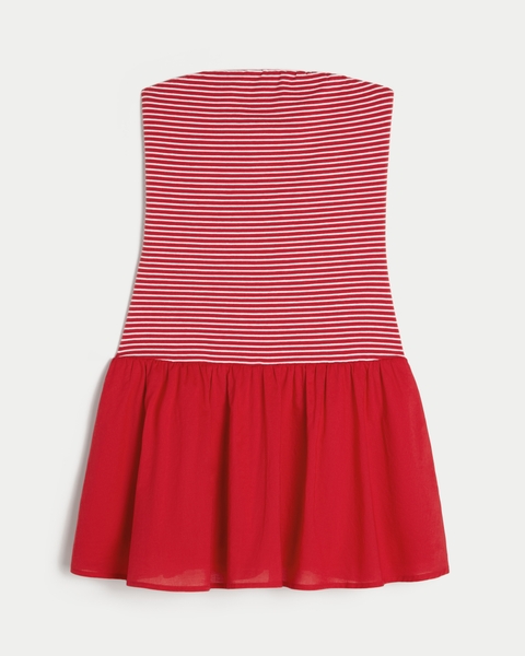 Женские платья Hollister Strapless Drop-Waist Knit-Woven Mini Dress