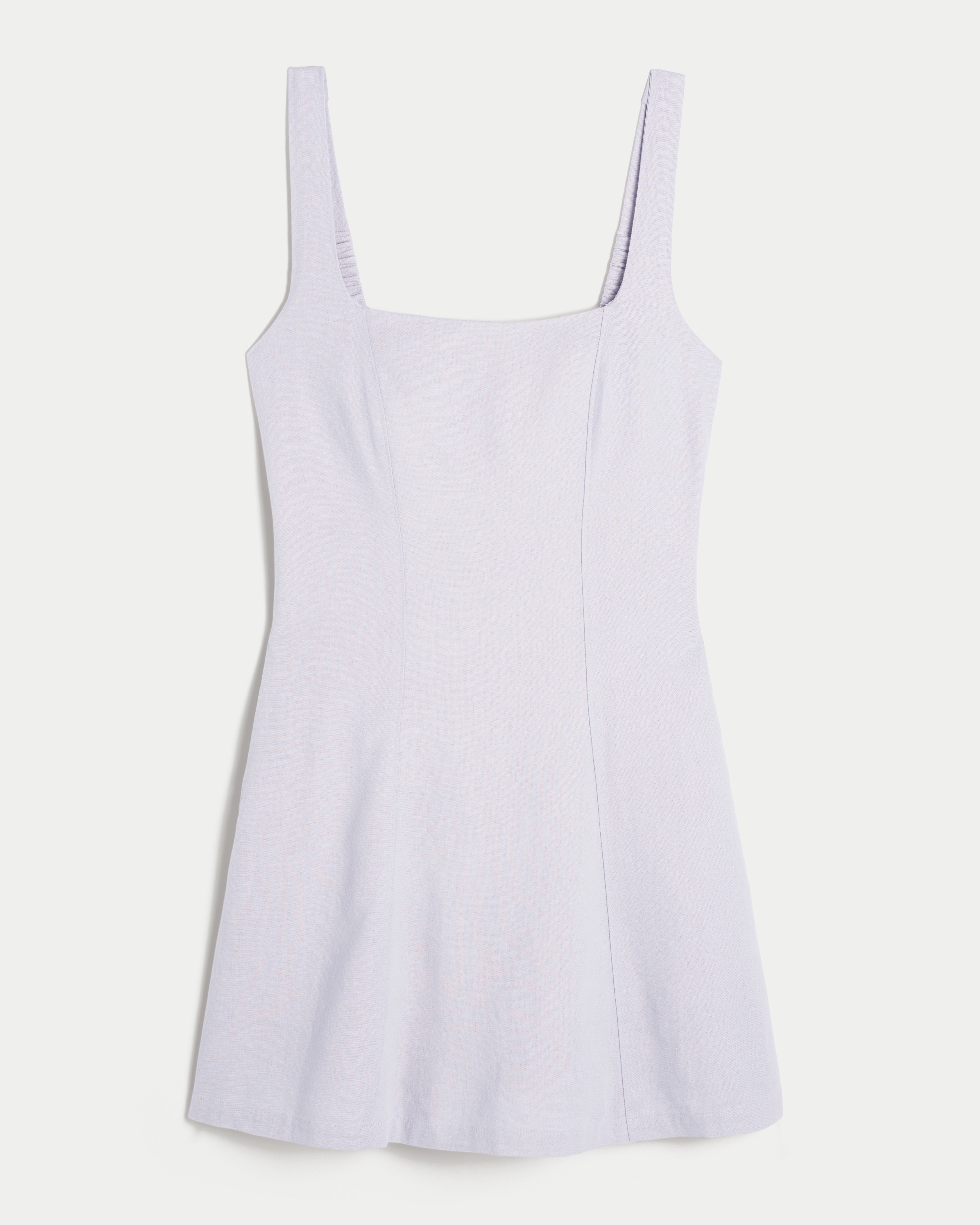 Женское платье Hollister Linen-Blend Structured Mini, цвет: Пыльный лавандовый — фото 1