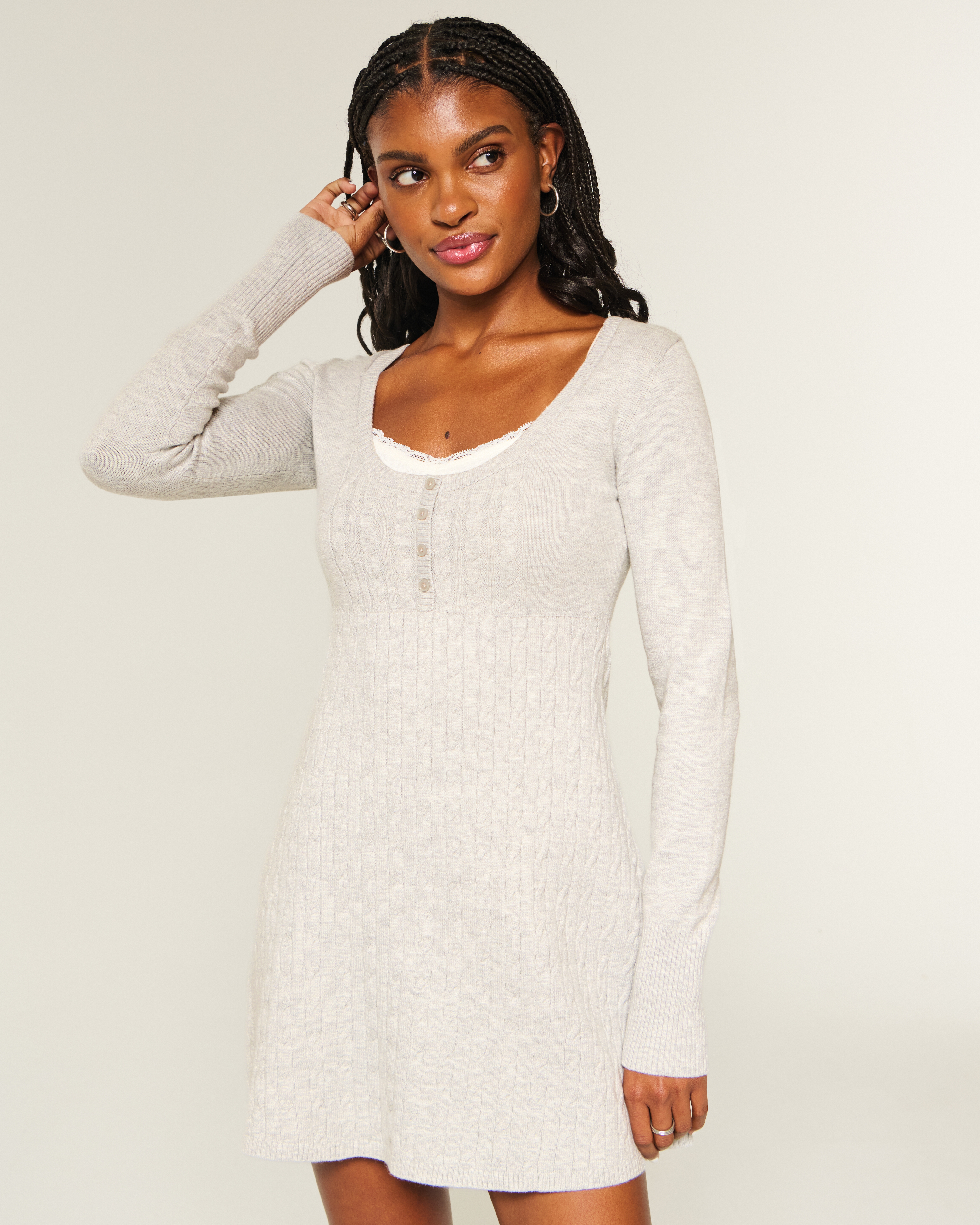 Женские платья Hollister Babydoll Sweater Mini Dress — фото 2