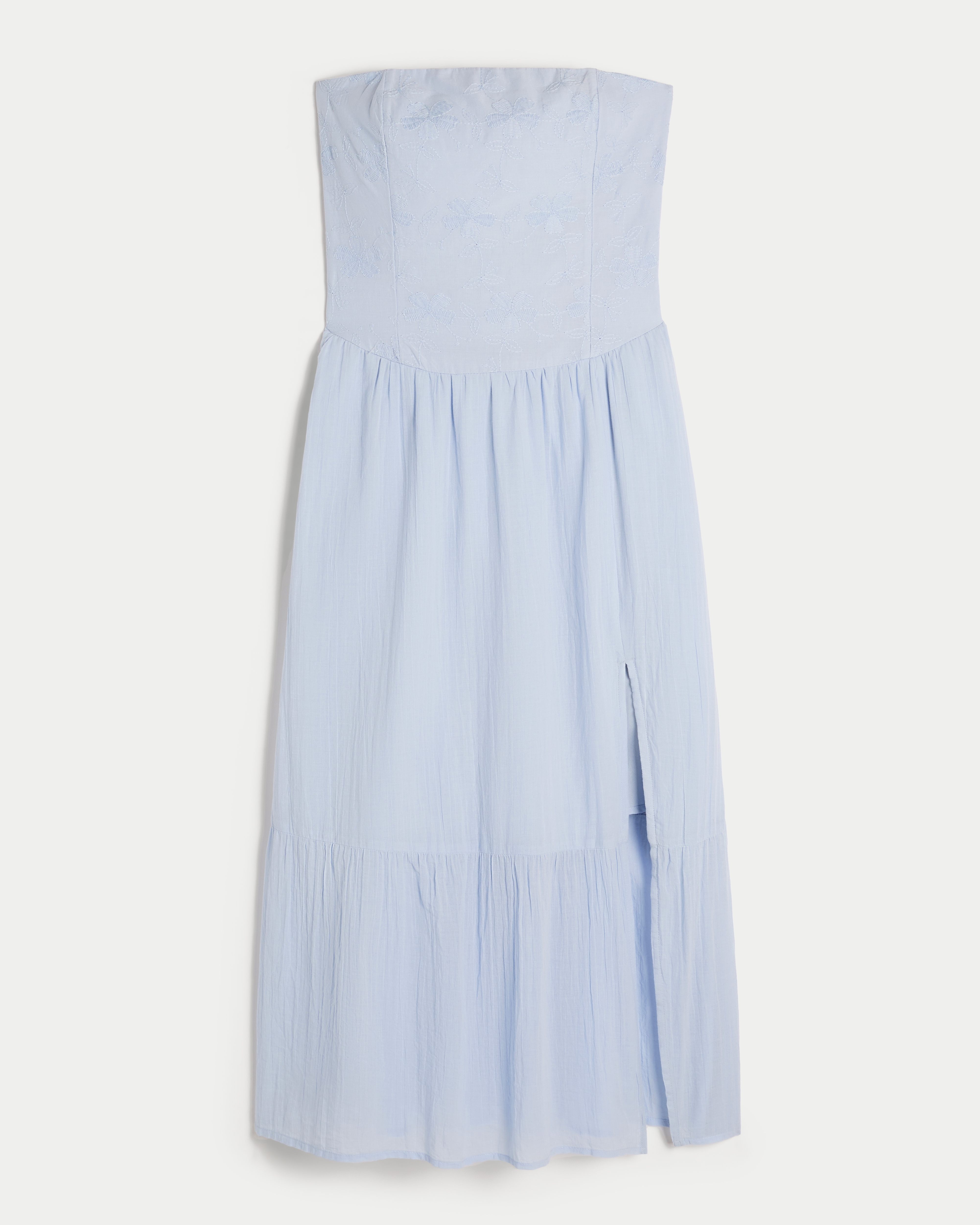 Женское платье Hollister Strapless Embroidered Maxi, цвет: Сумеречный синий — фото 1