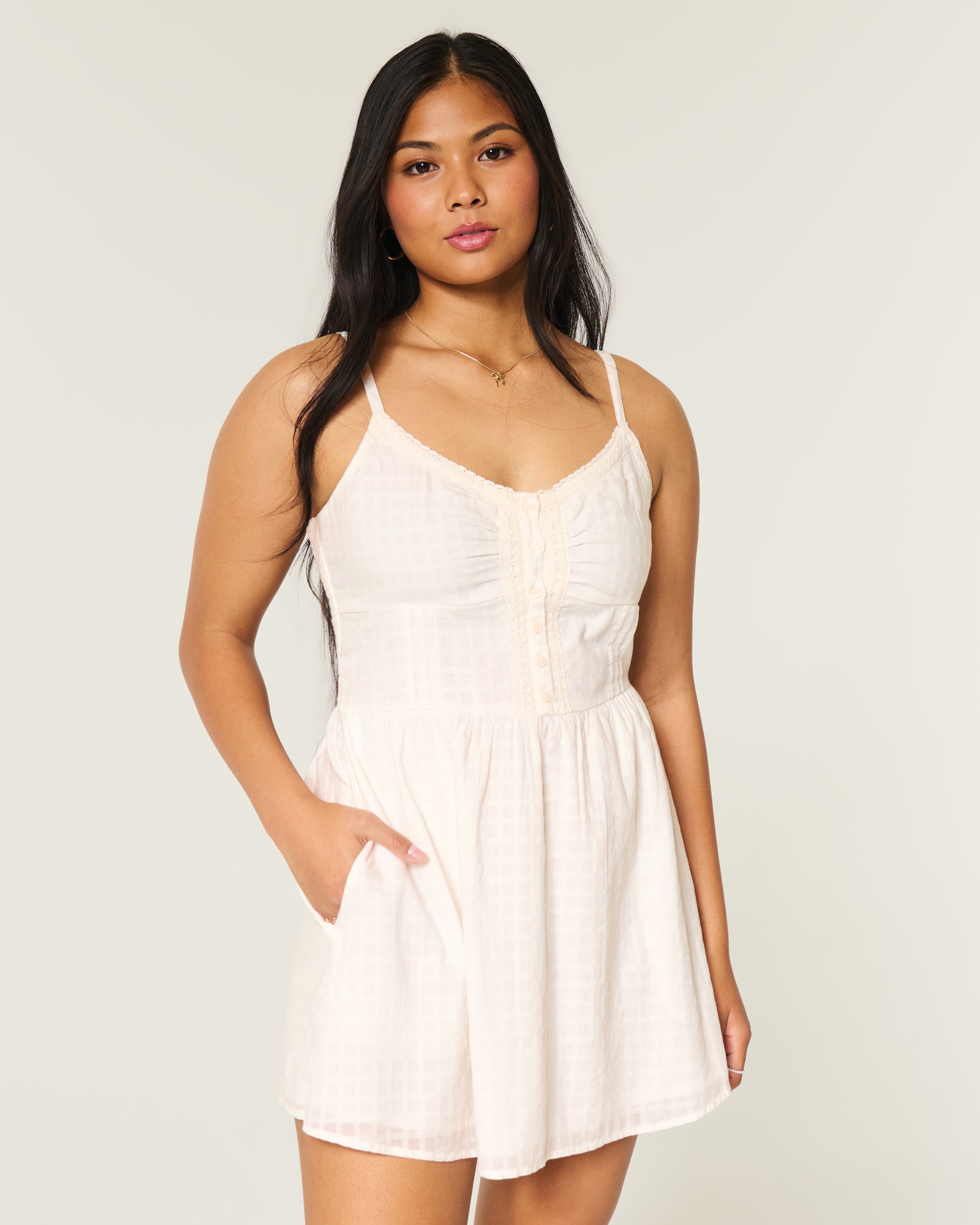 Женские платья Hollister Lace Trim Mini Dress — фото 2
