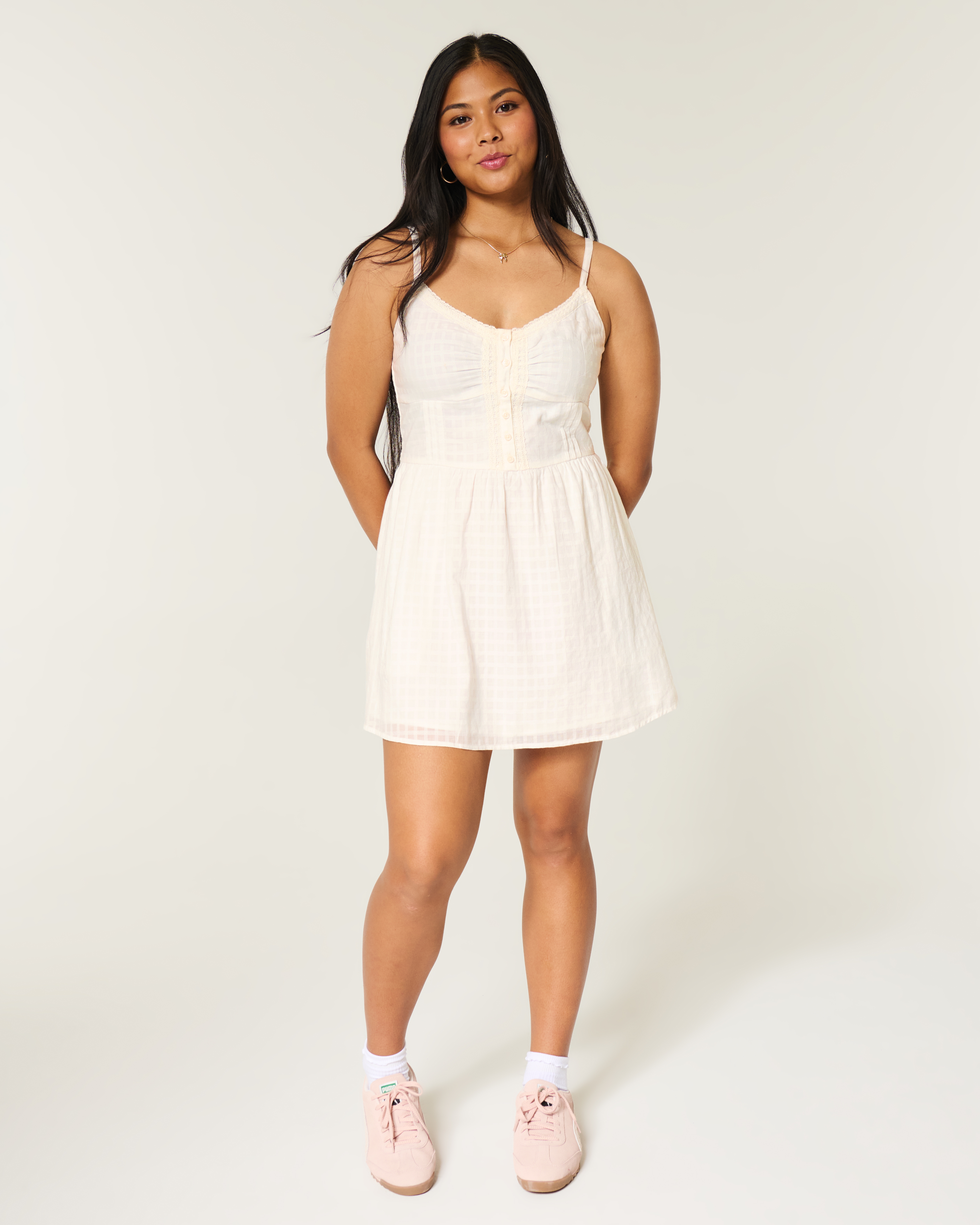 Женские платья Hollister Lace Trim Mini Dress — фото 3