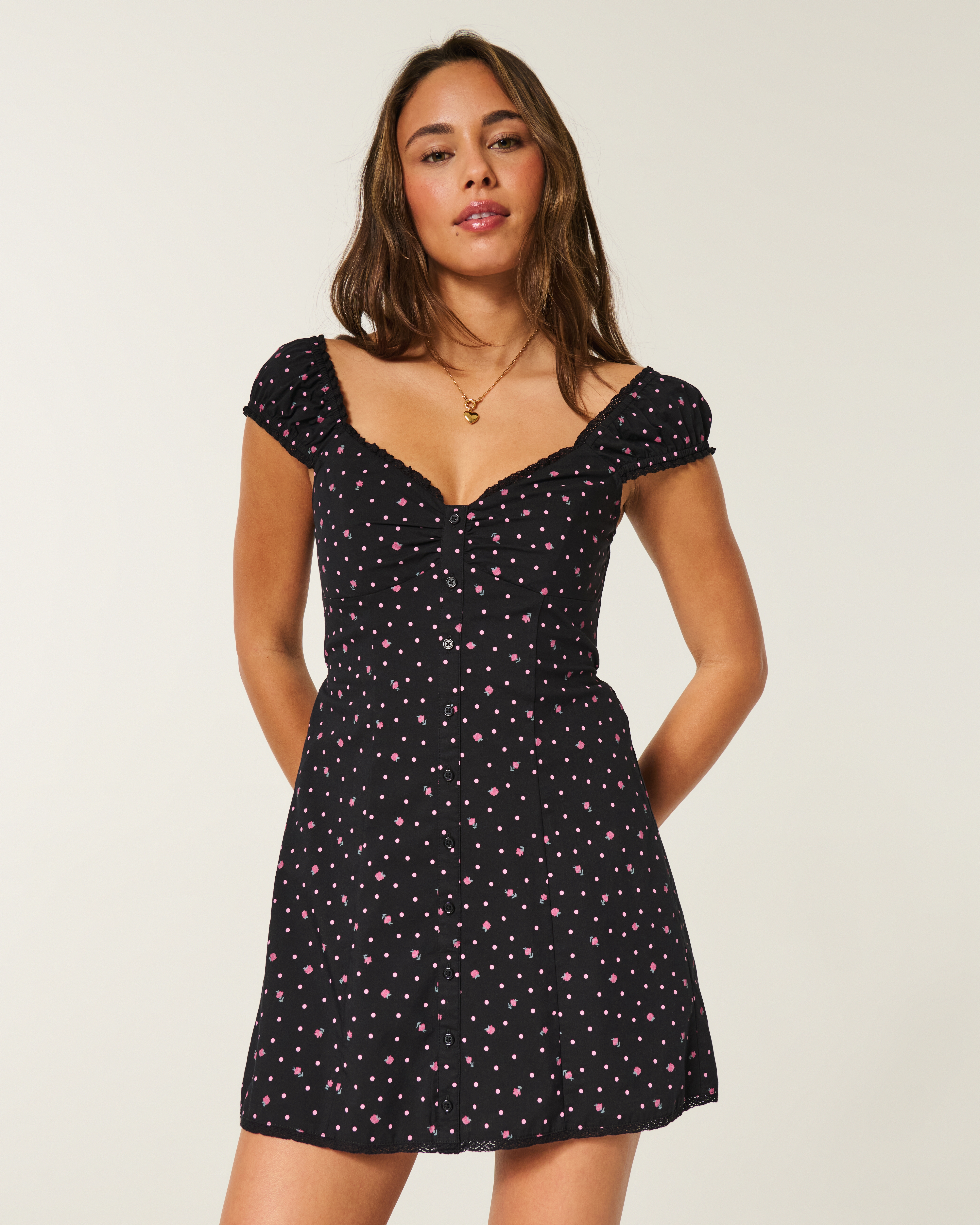 Женские платья Hollister Cap Sleeve Button Shirt Dress — фото 2