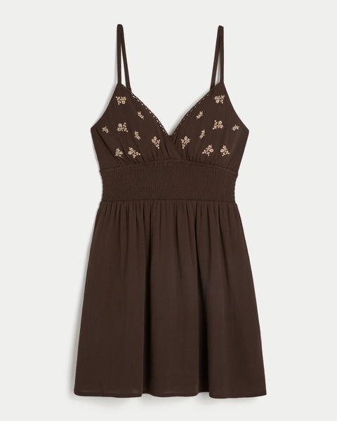 Женские платья Hollister Smocked Waist Embroidered Mini Dress