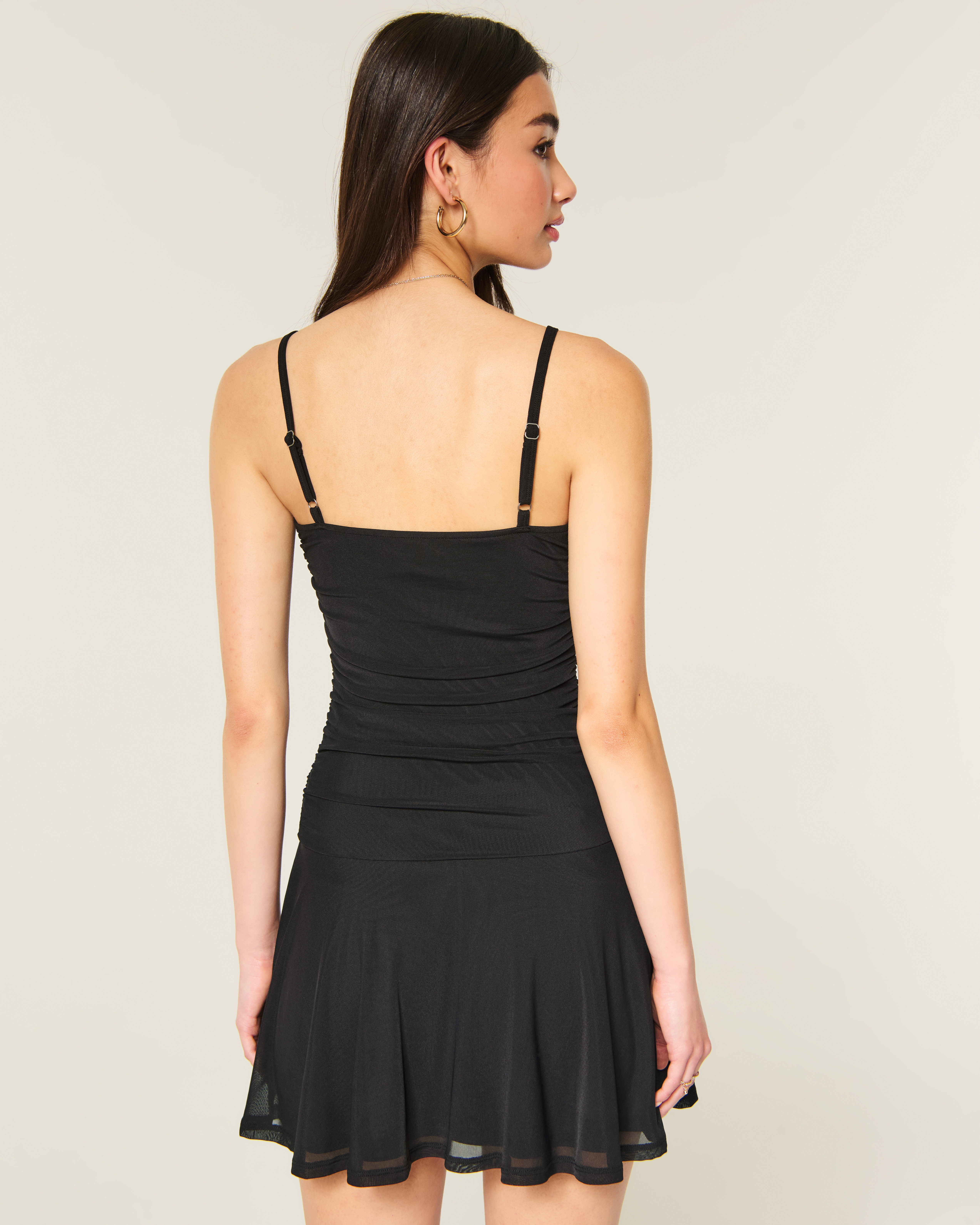 Женские платья Hollister Ruched Mesh Tie Waist Dress — фото 3